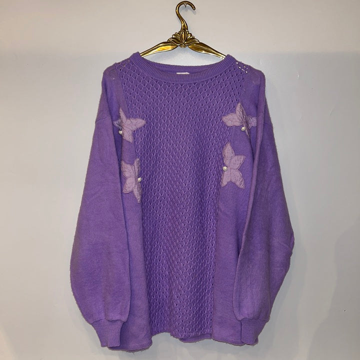 M Pullover Blumen lila