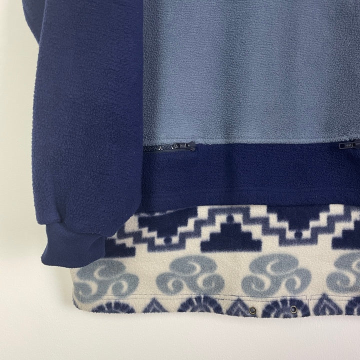 L-XL Fleece Sweater blau, grau