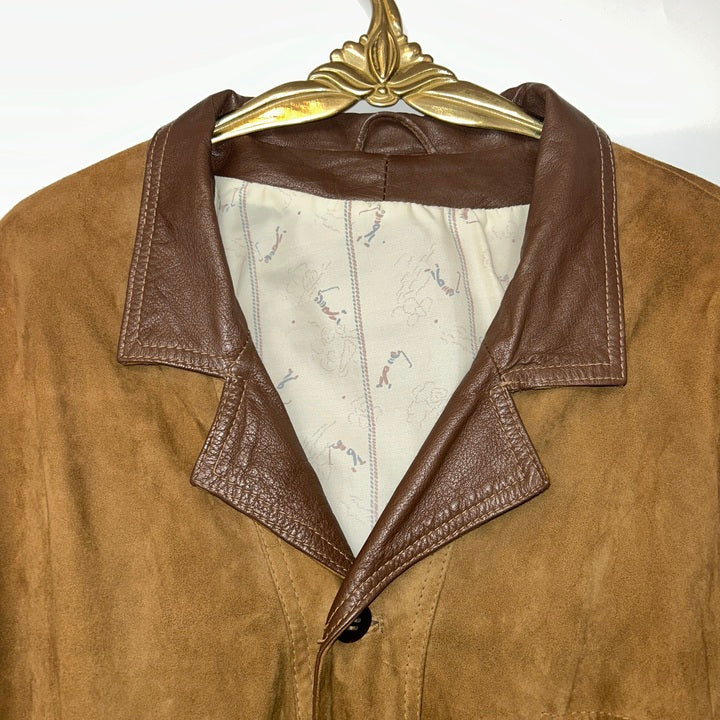 M Wildlederjacke mit Glattlederelementen braun