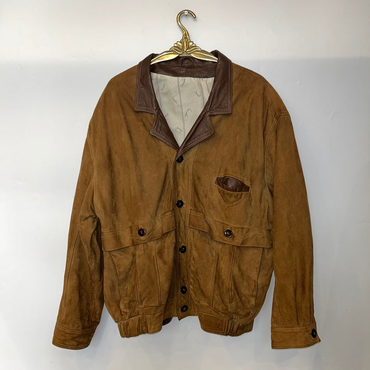 M Wildlederjacke mit Glattlederelementen braun