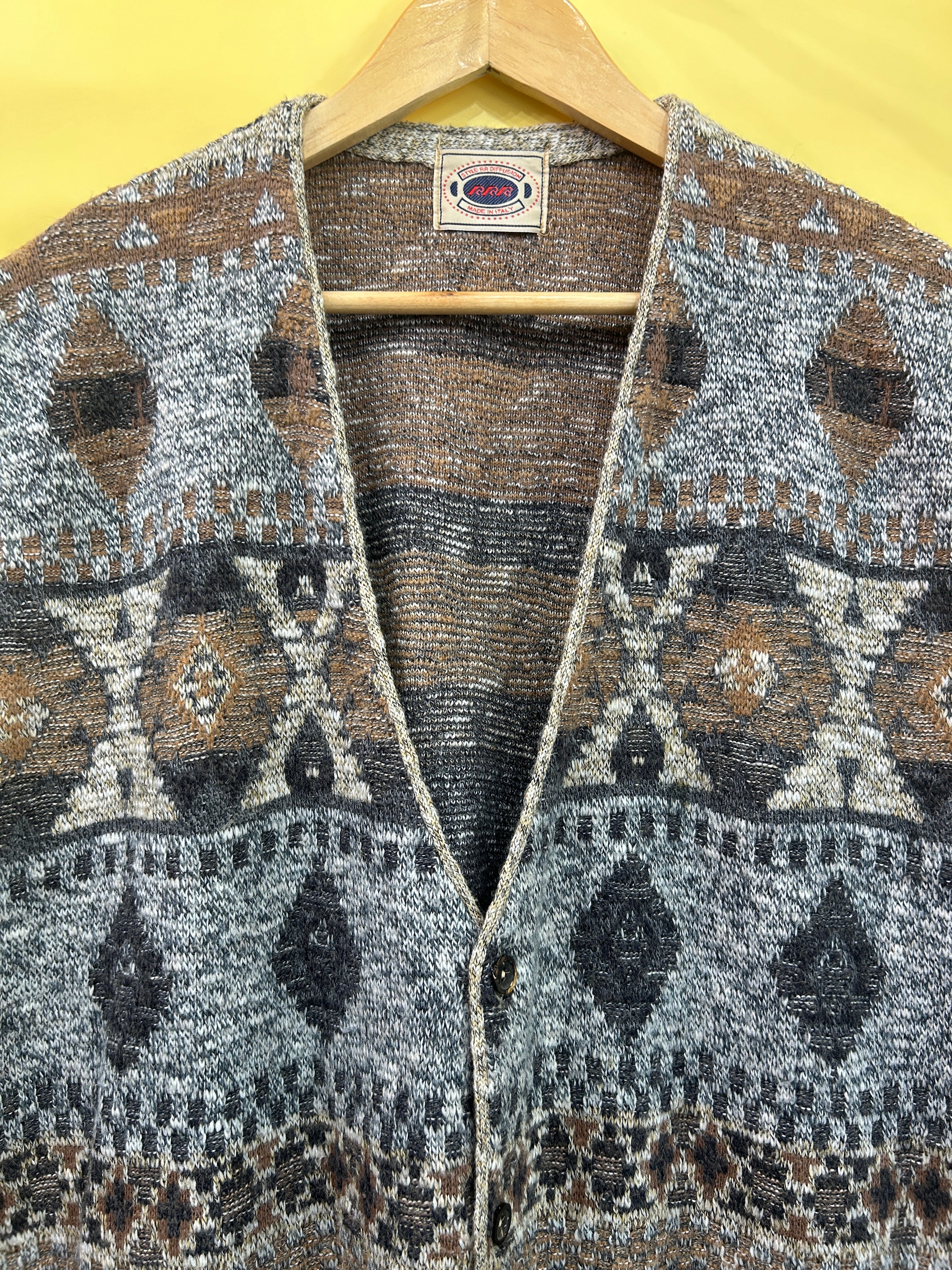 L-XL Vintage Weste Strick Boho