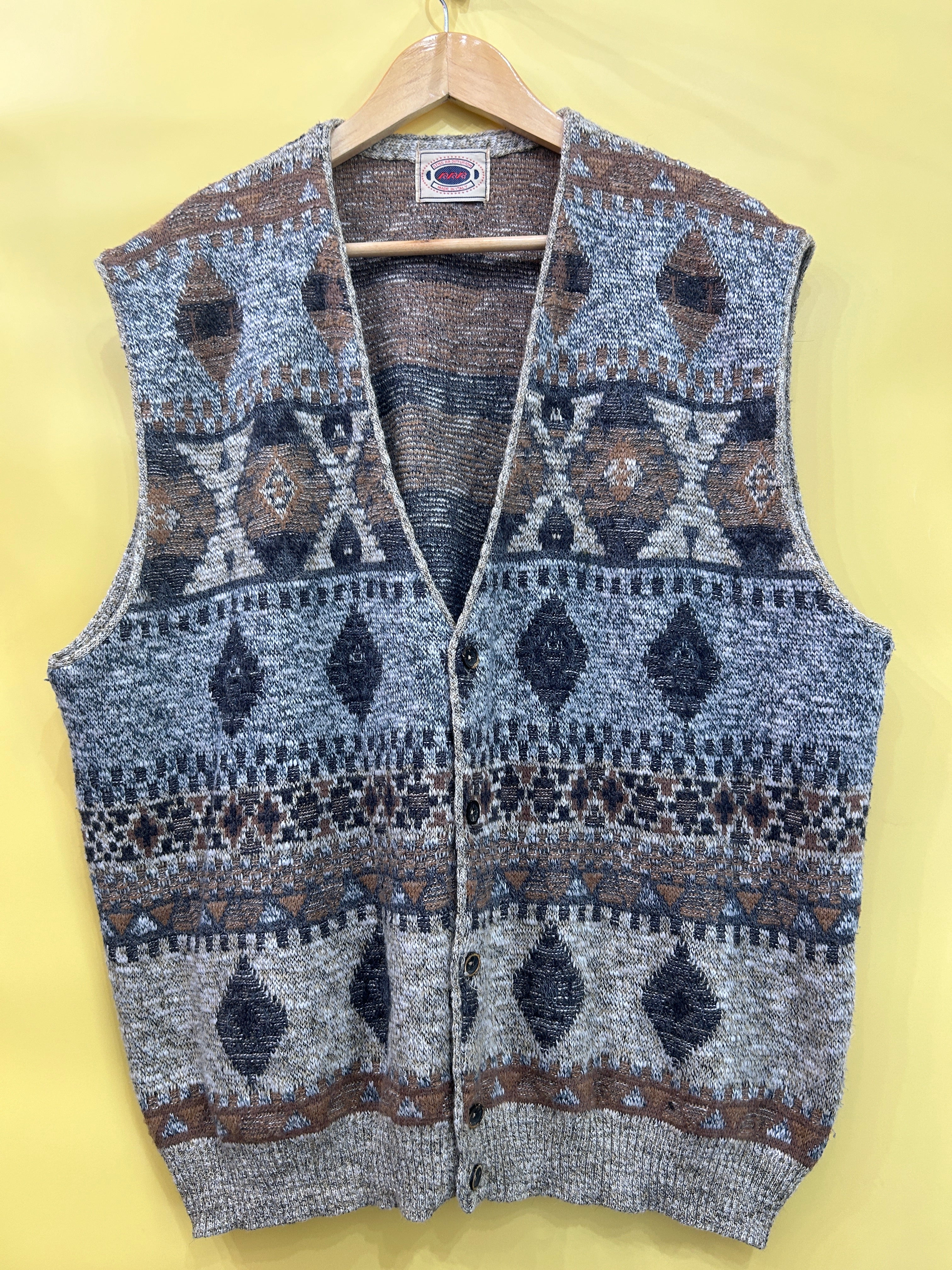 L-XL Vintage Weste Strick Boho