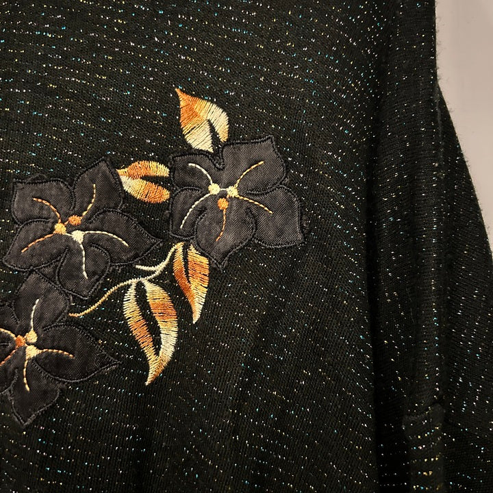 M Pullover Glitzerblumen schwarz