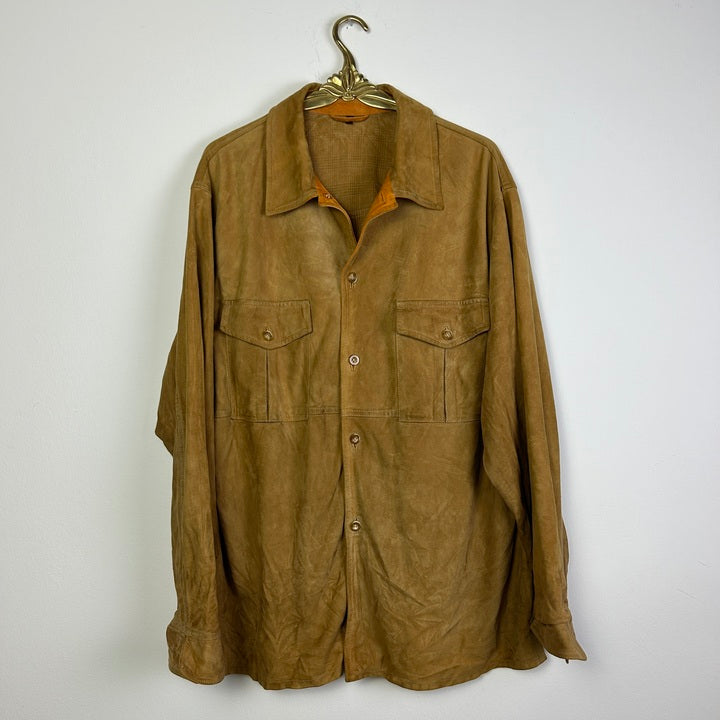 XL Wildleder Hemd oranger Kragen
