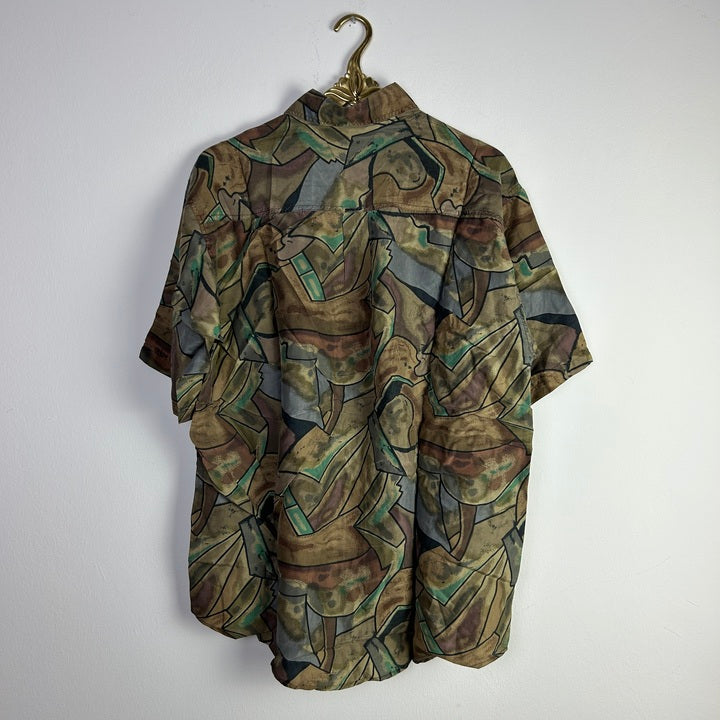 M Seiden Hemd abstrakt grün/beige