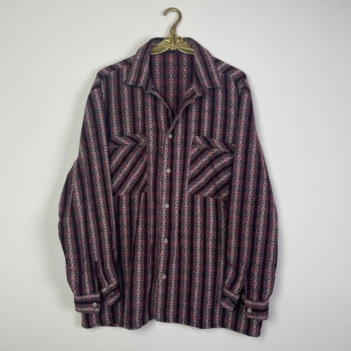 L Hemd gemustert Streifen weiss, rot