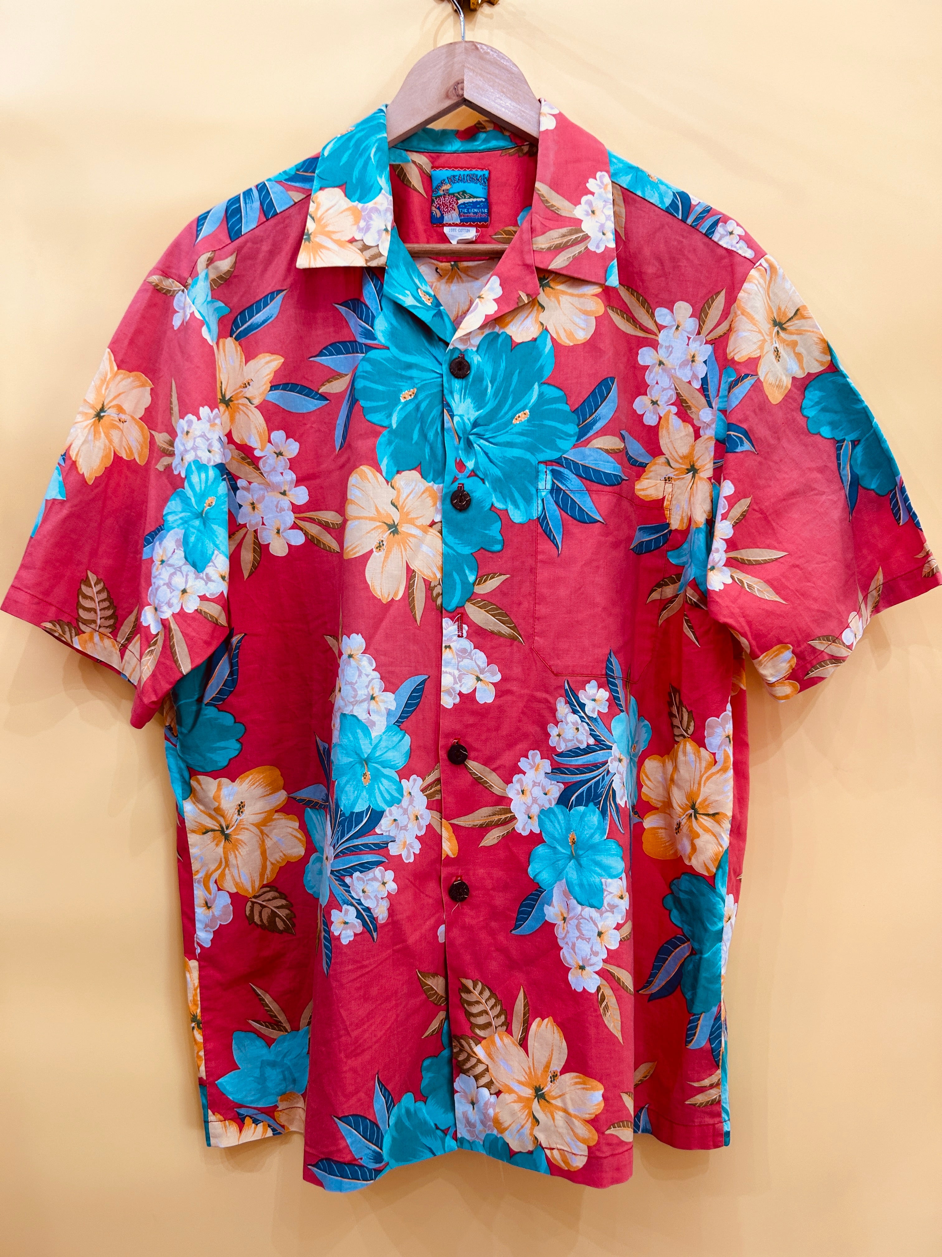 M-L Vintage Hawaii Shirt rot/blau