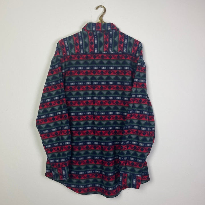 M Fleece Hemd gemetrische Muster blau rot