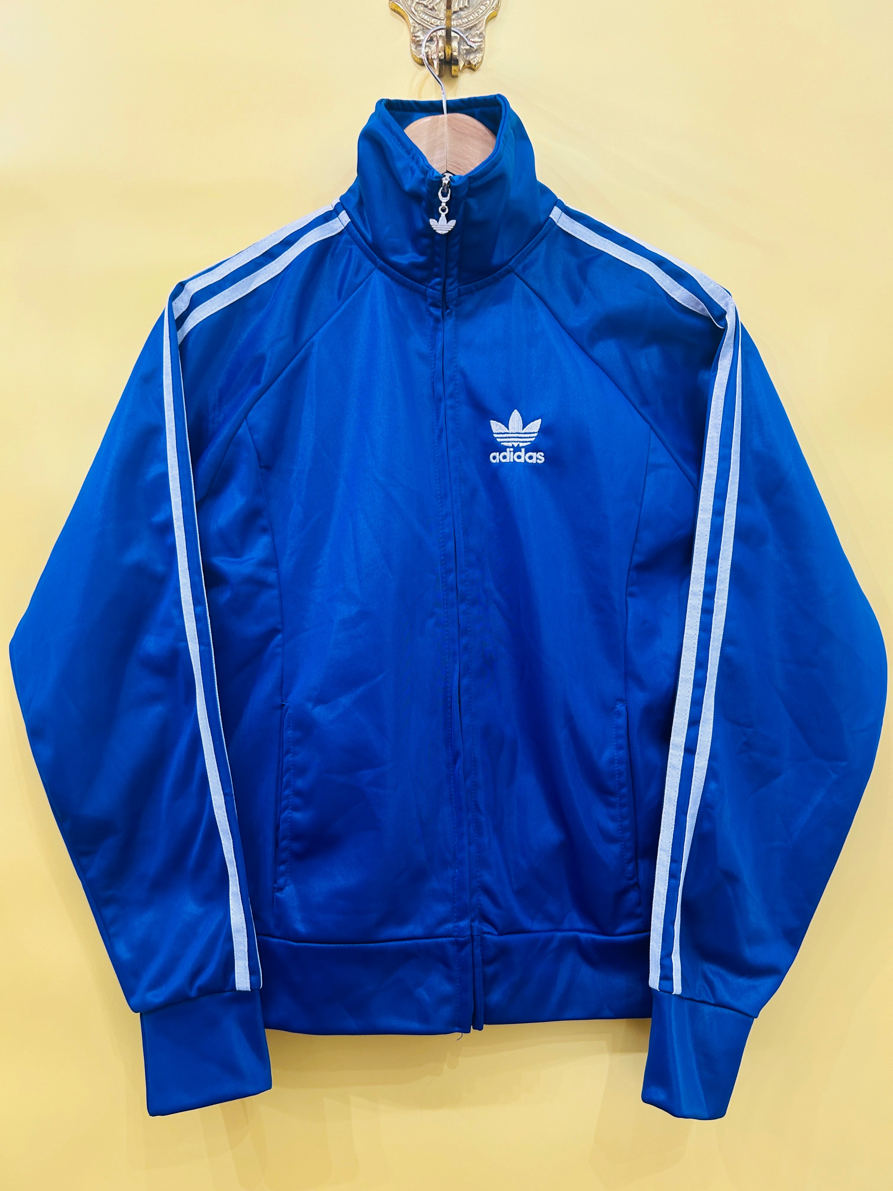 S Vintage Adidas Trainingsjacke original blau
