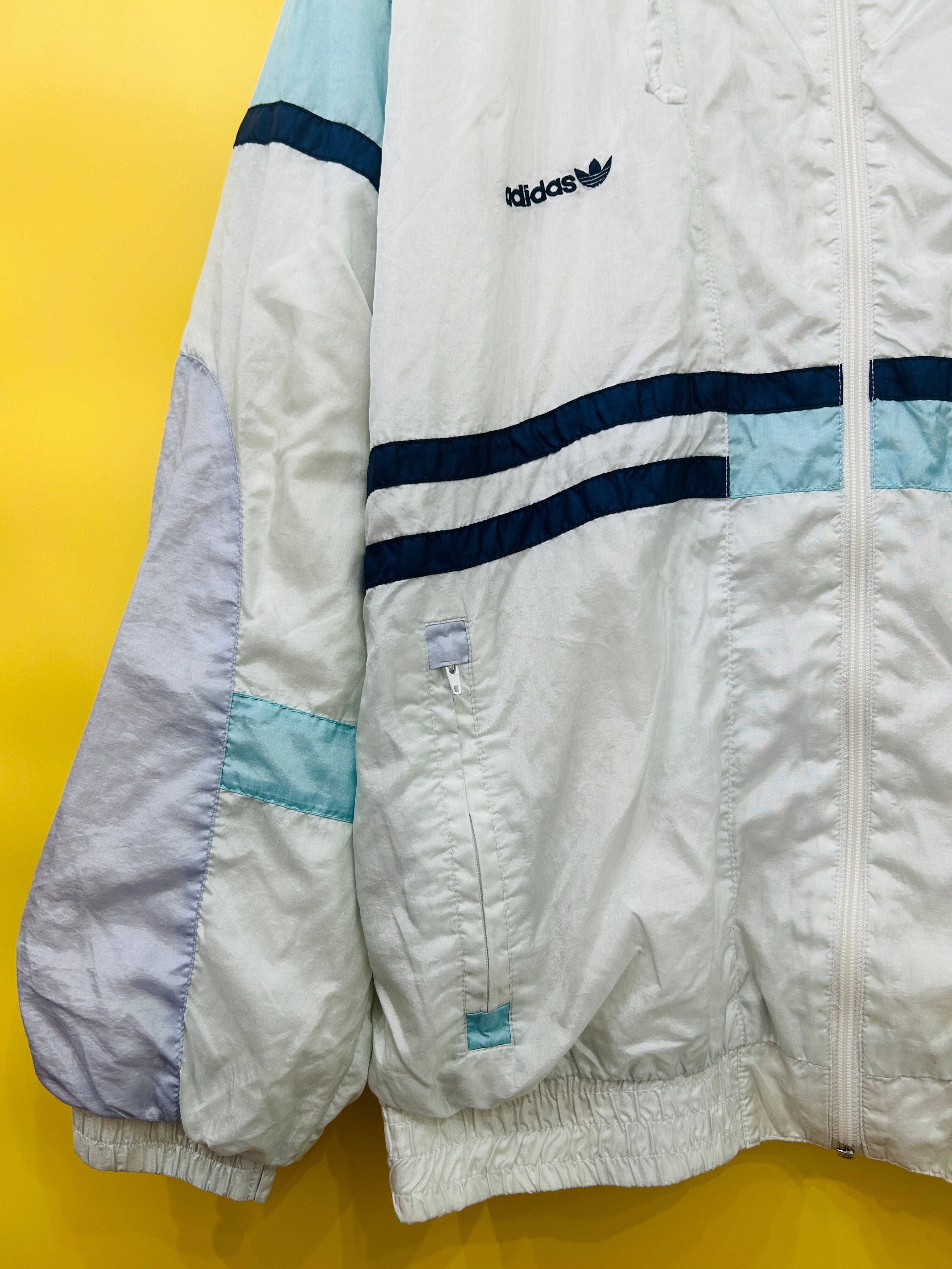 M-L Vintage Adidas Trainingsjacke weiß/mint