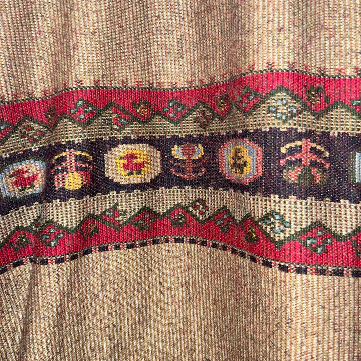 M-L Pullover dünn Tiermuster beige/rot