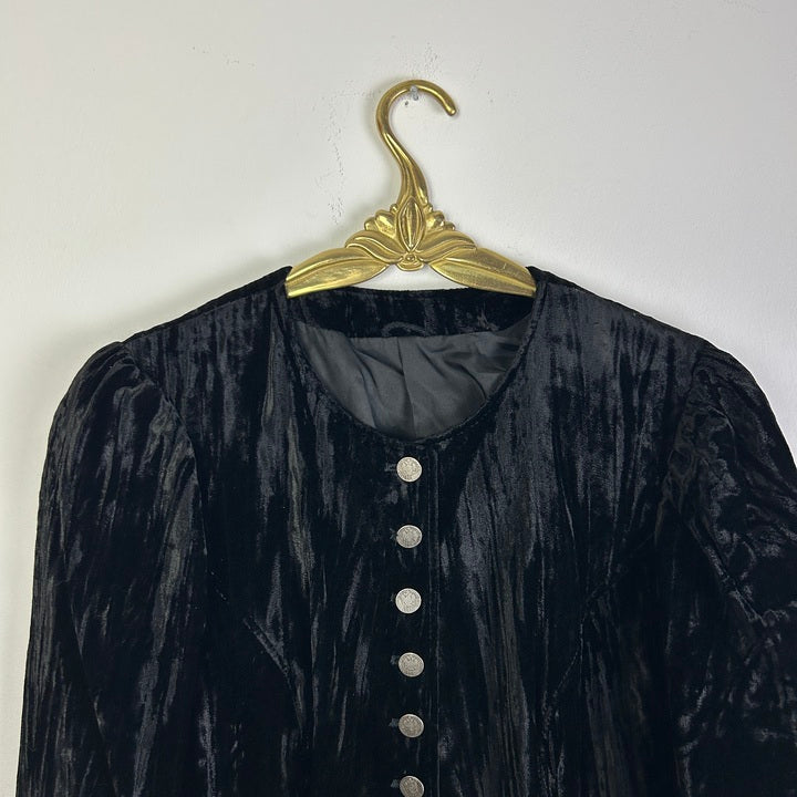 S Samt Jacke schwarz