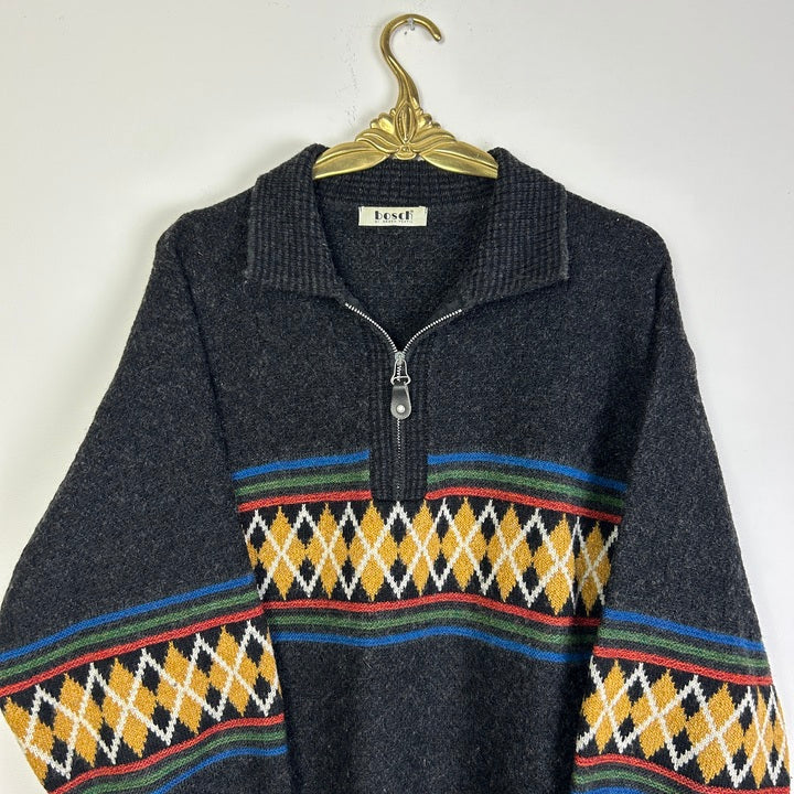 M Pullover schwarz/beiges Muster