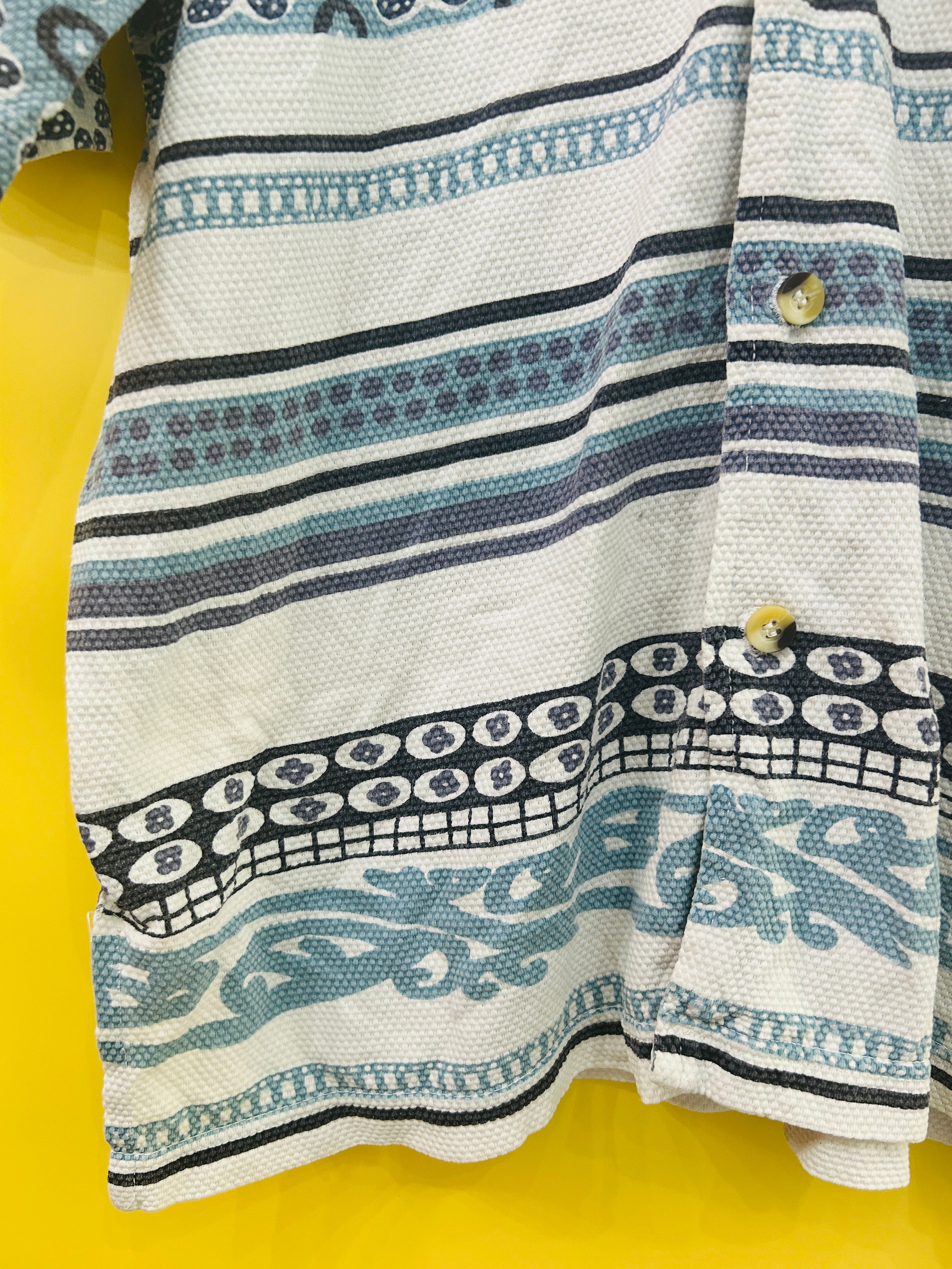 M-L Vintage Shortsleeve Shirt blau/weiß