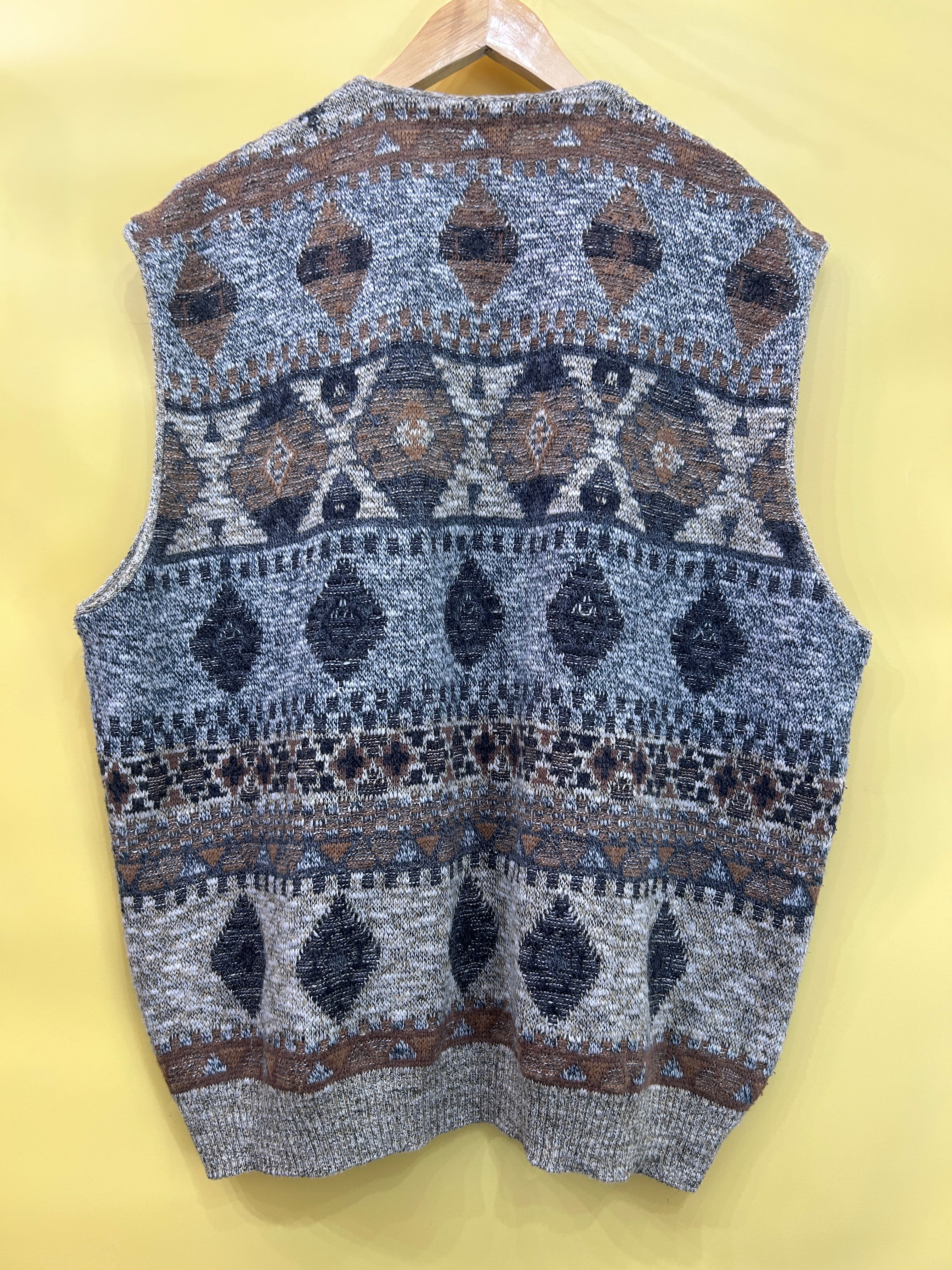 L-XL Vintage Weste Strick Boho