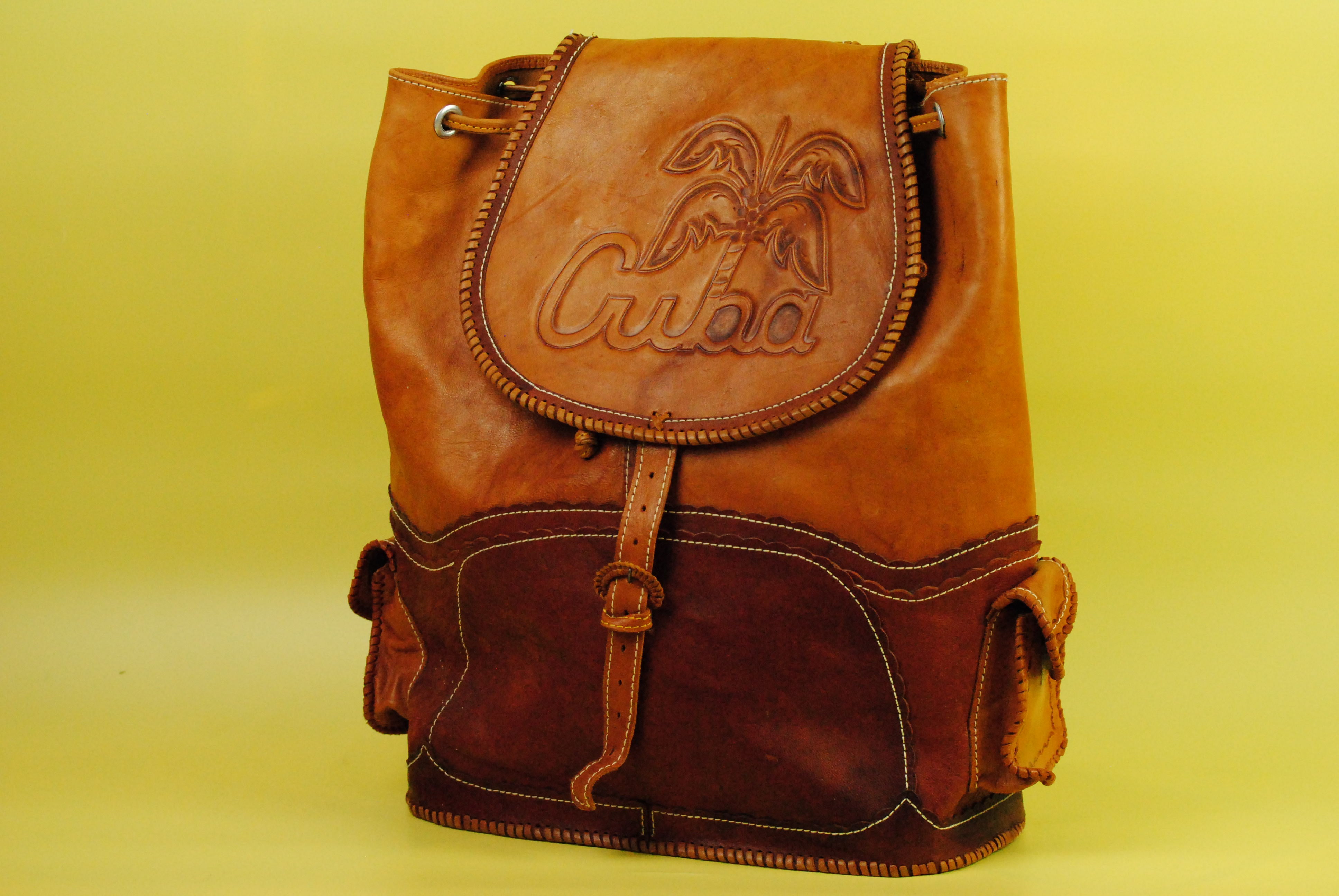 Hand made Cuba Lederrucksack  in hell braun