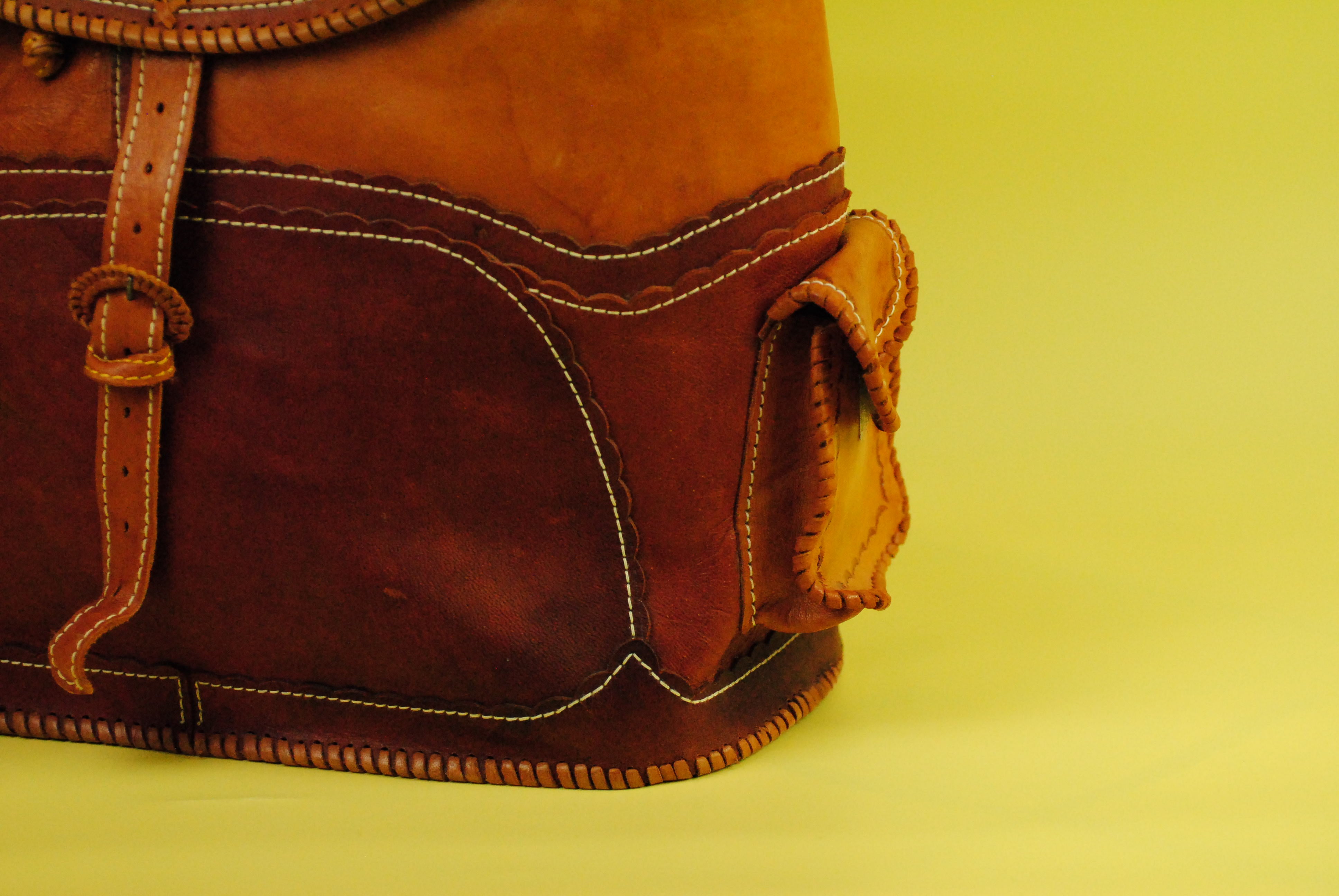Hand made Cuba Lederrucksack  in hell braun