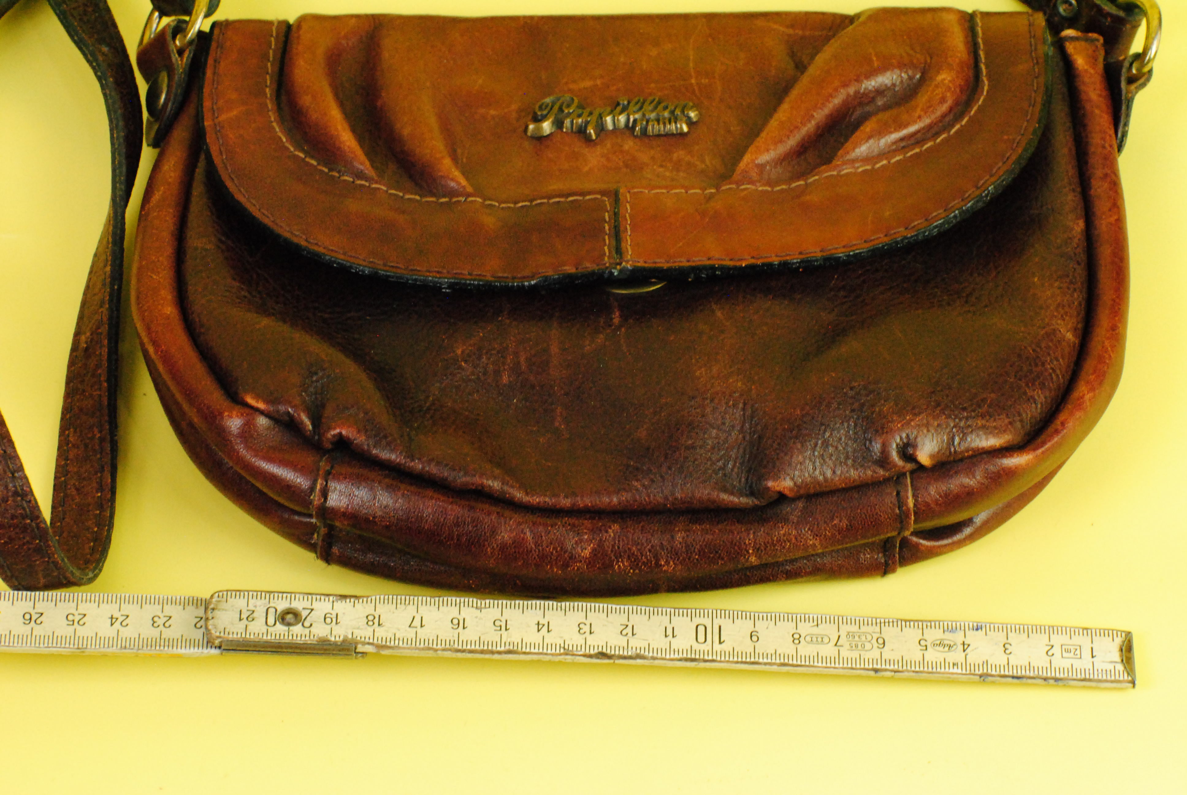 Papillon Vintage Leder Handtasche in braun