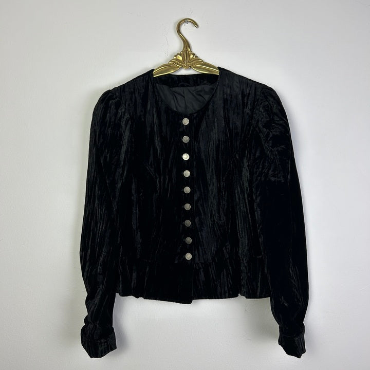 S Samt Jacke schwarz