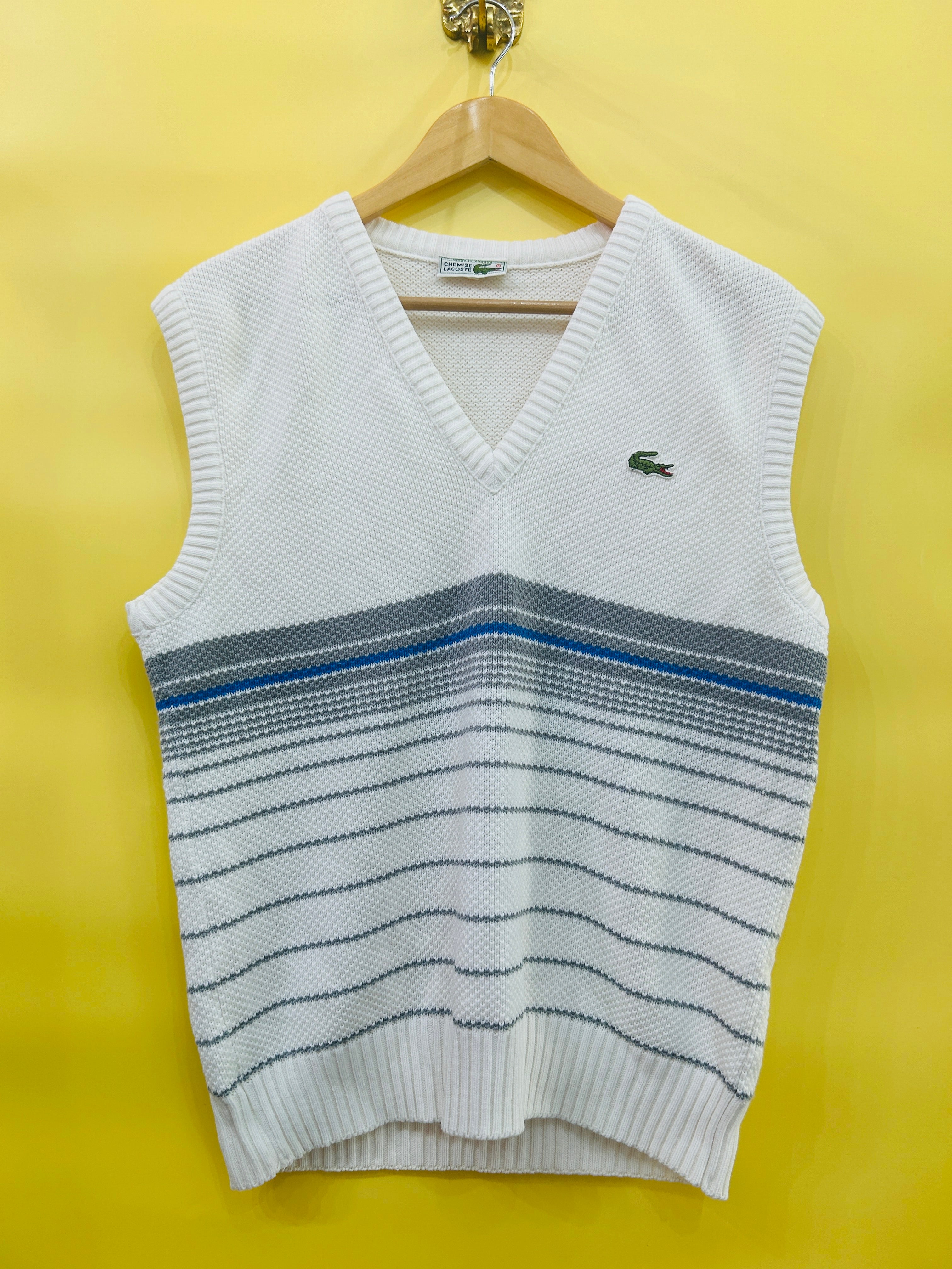 S-M Vintage Lacoste Pullunder weiß