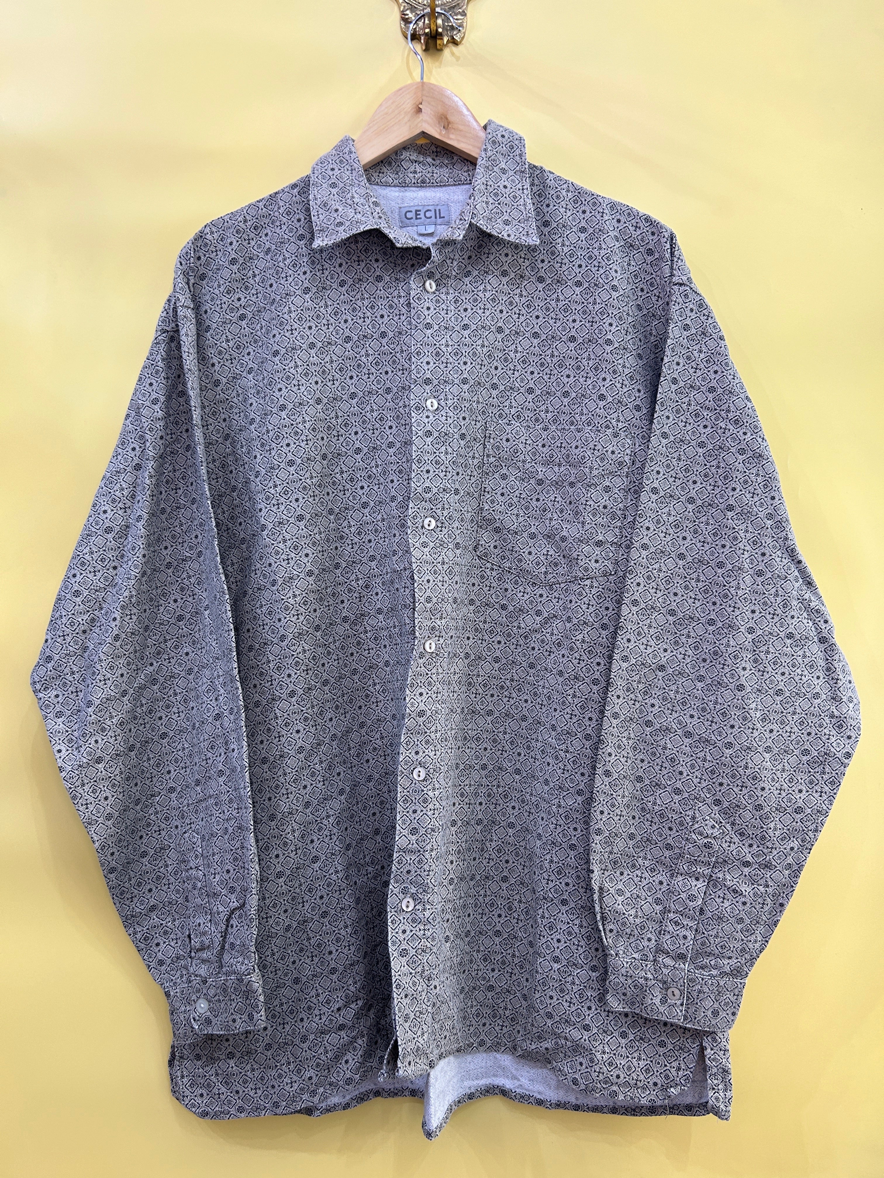 L Vintage Cotton Shirt Geometric Patterns