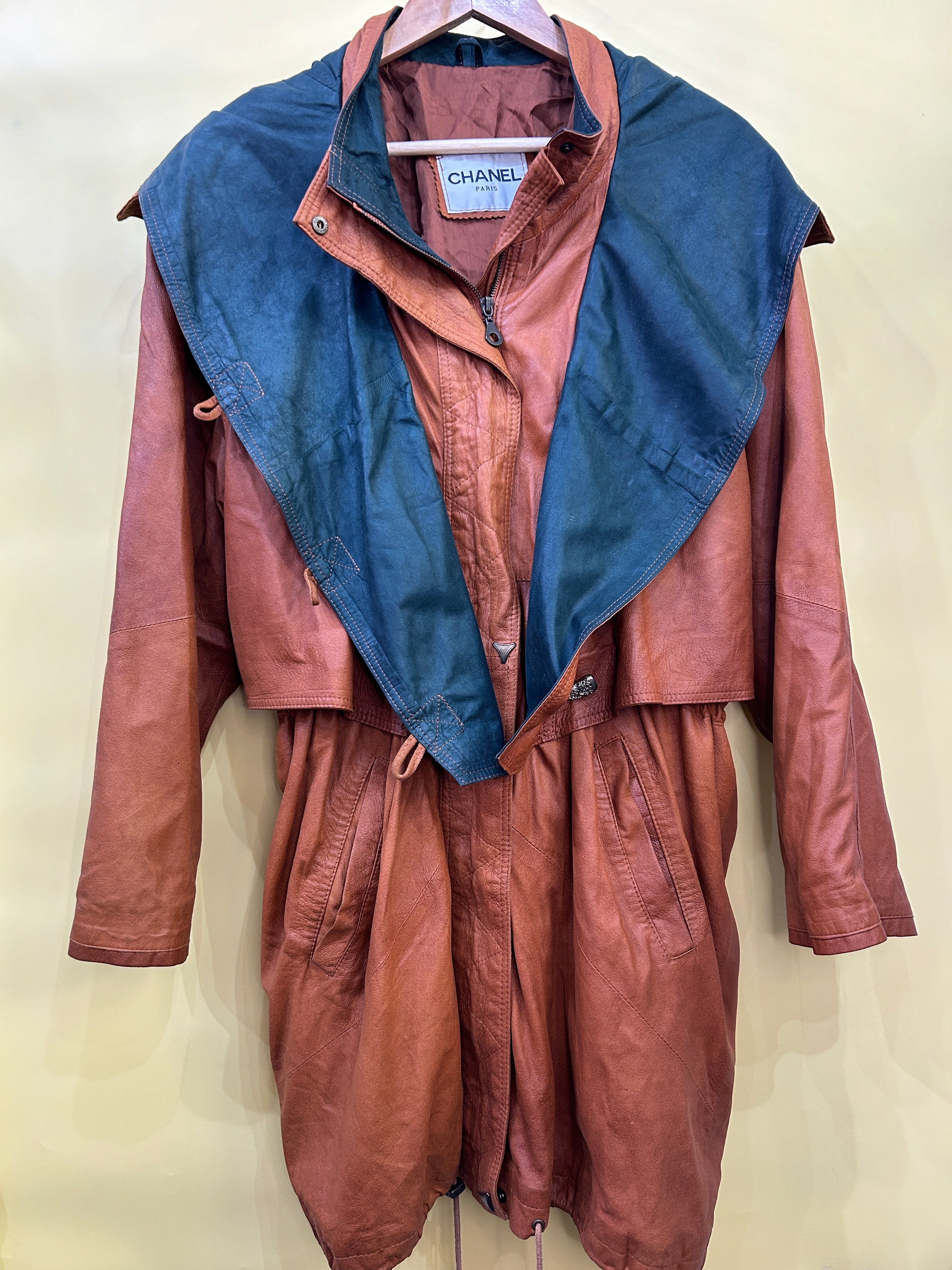 M Vintage Chanel Lether Coat brown