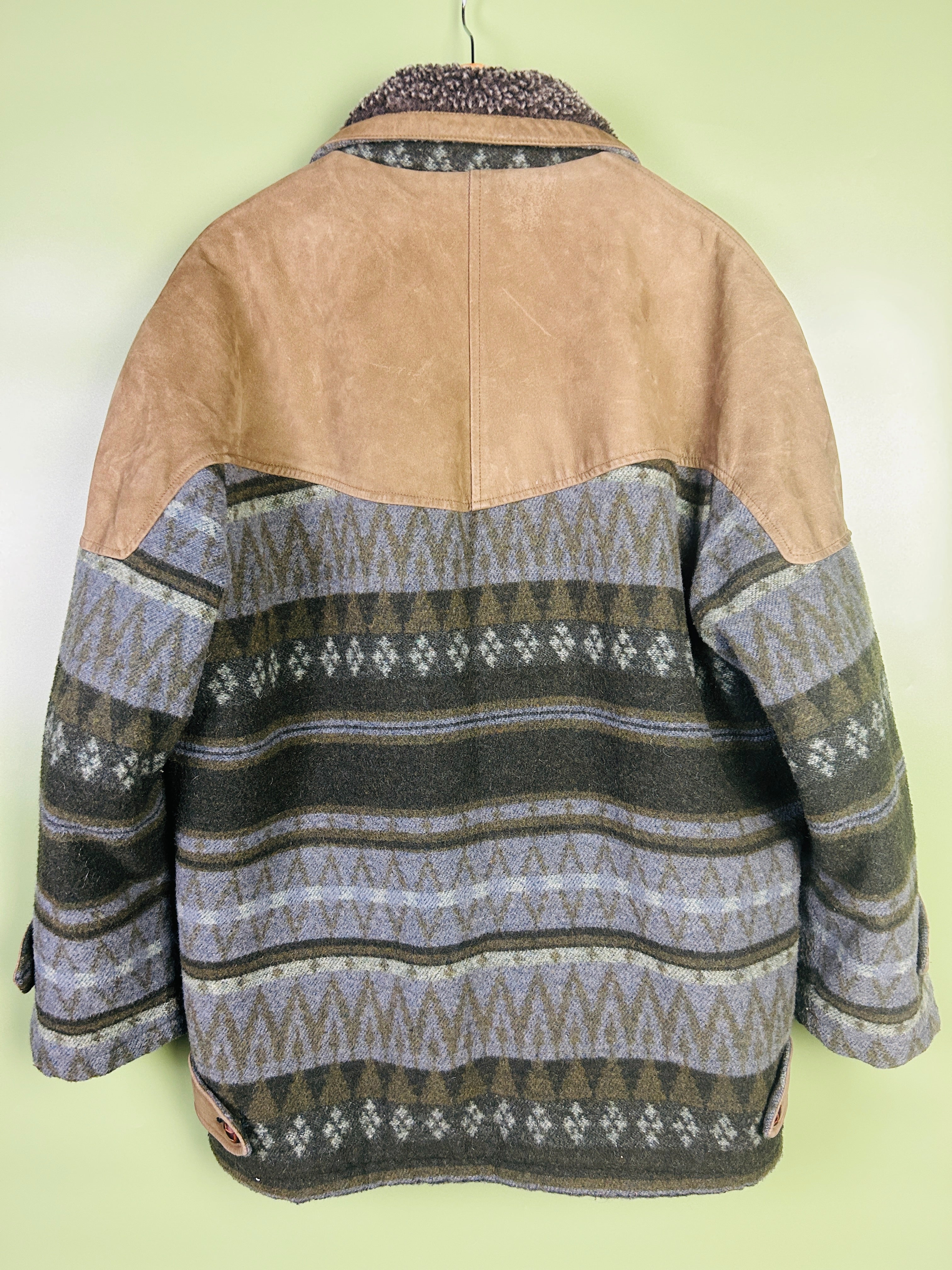 L Leder Kurzmantel mit Wolle