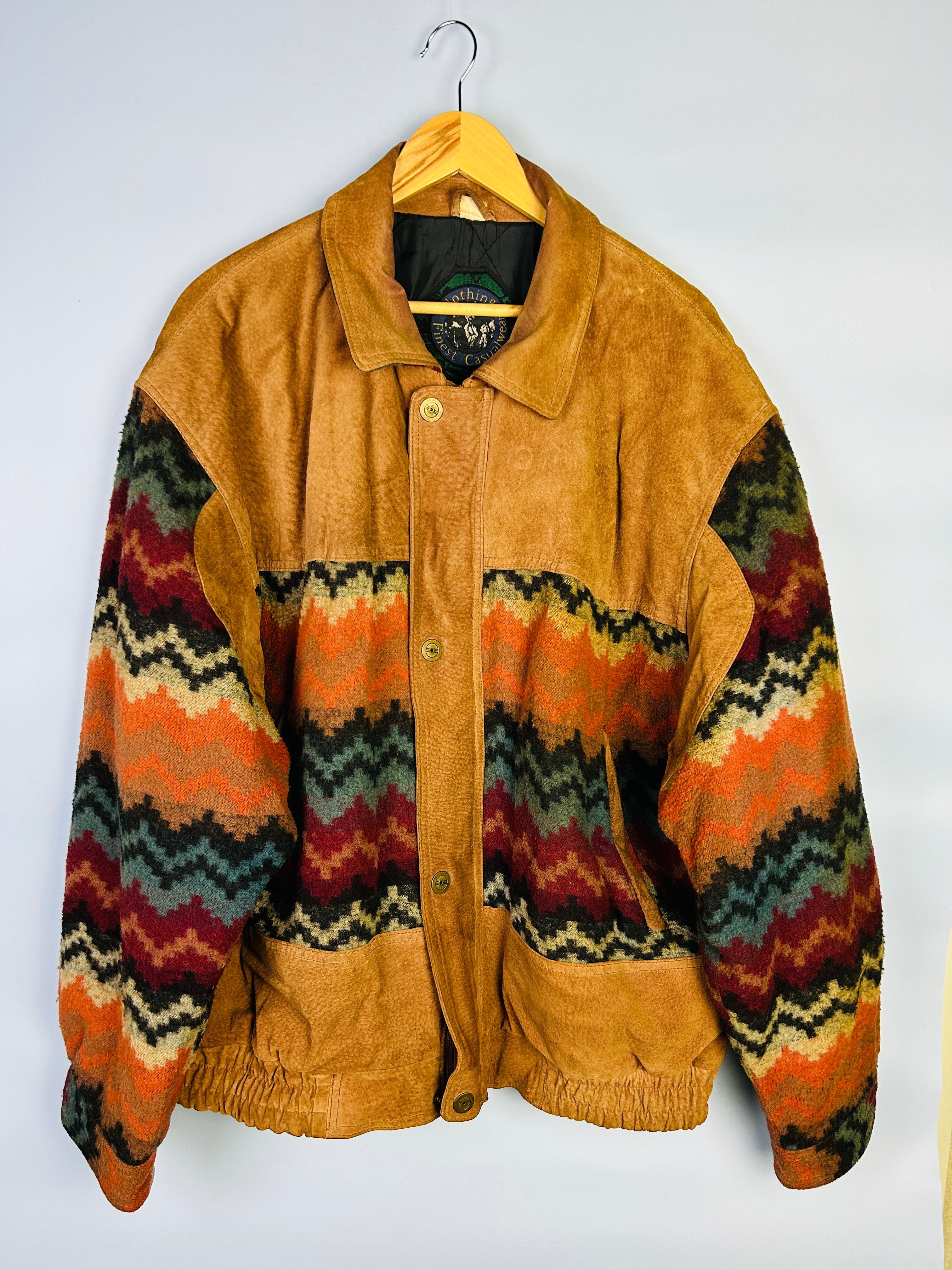 L Wildleder Bomber Navajo Style