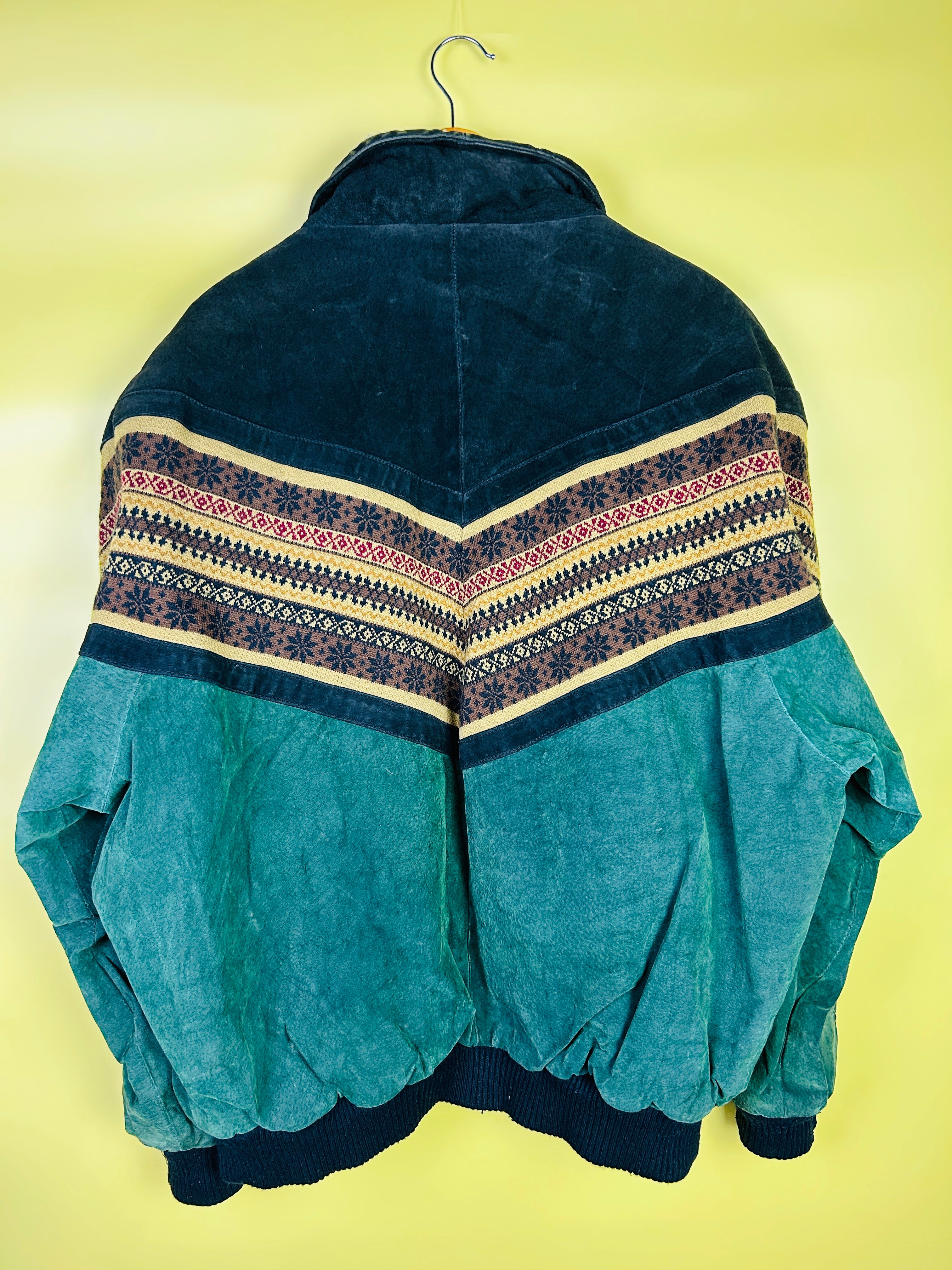 XXL Wildleder Bomber mit Stoffdetails