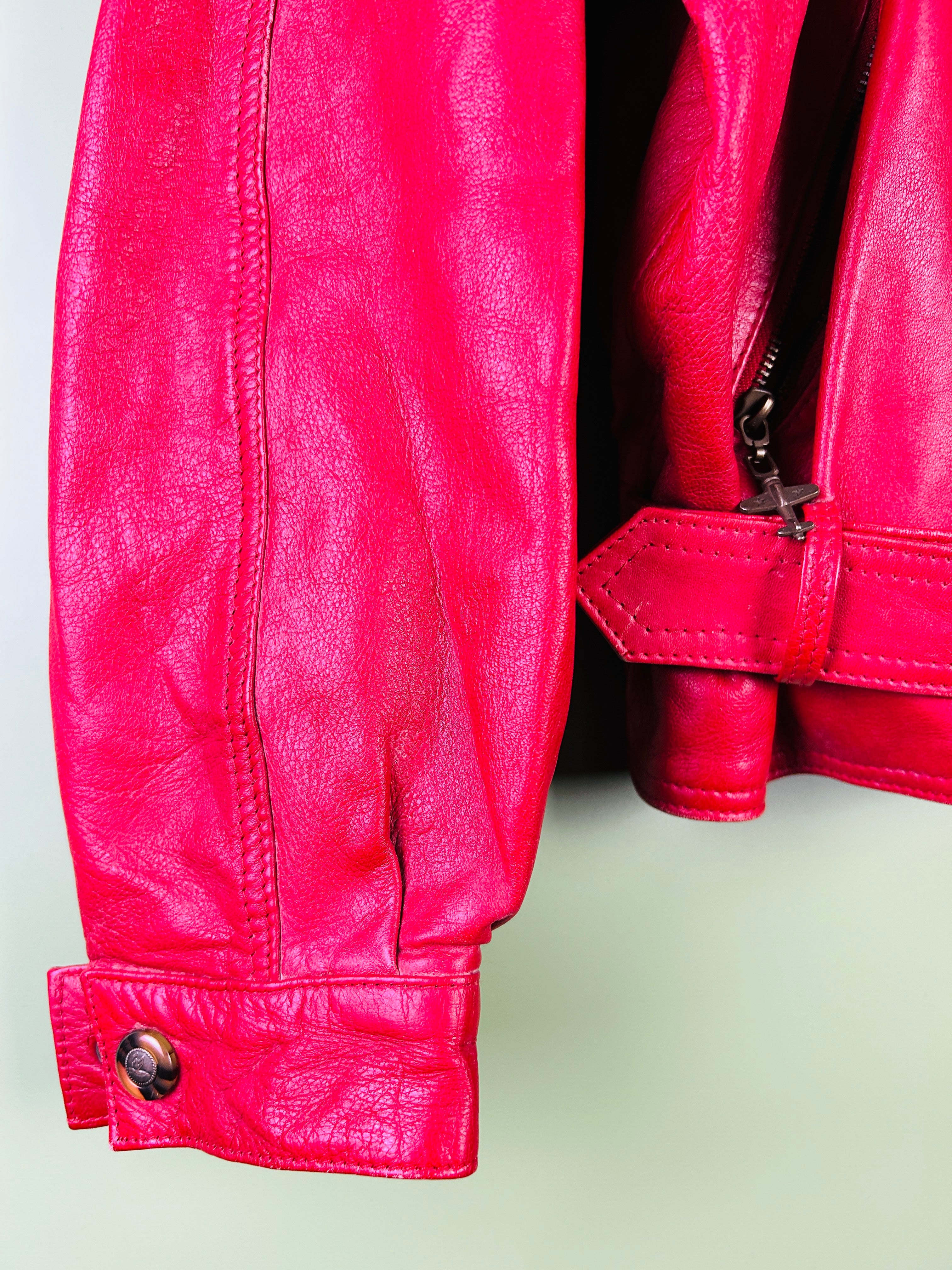 M Cropped Lederjacke Damen rot