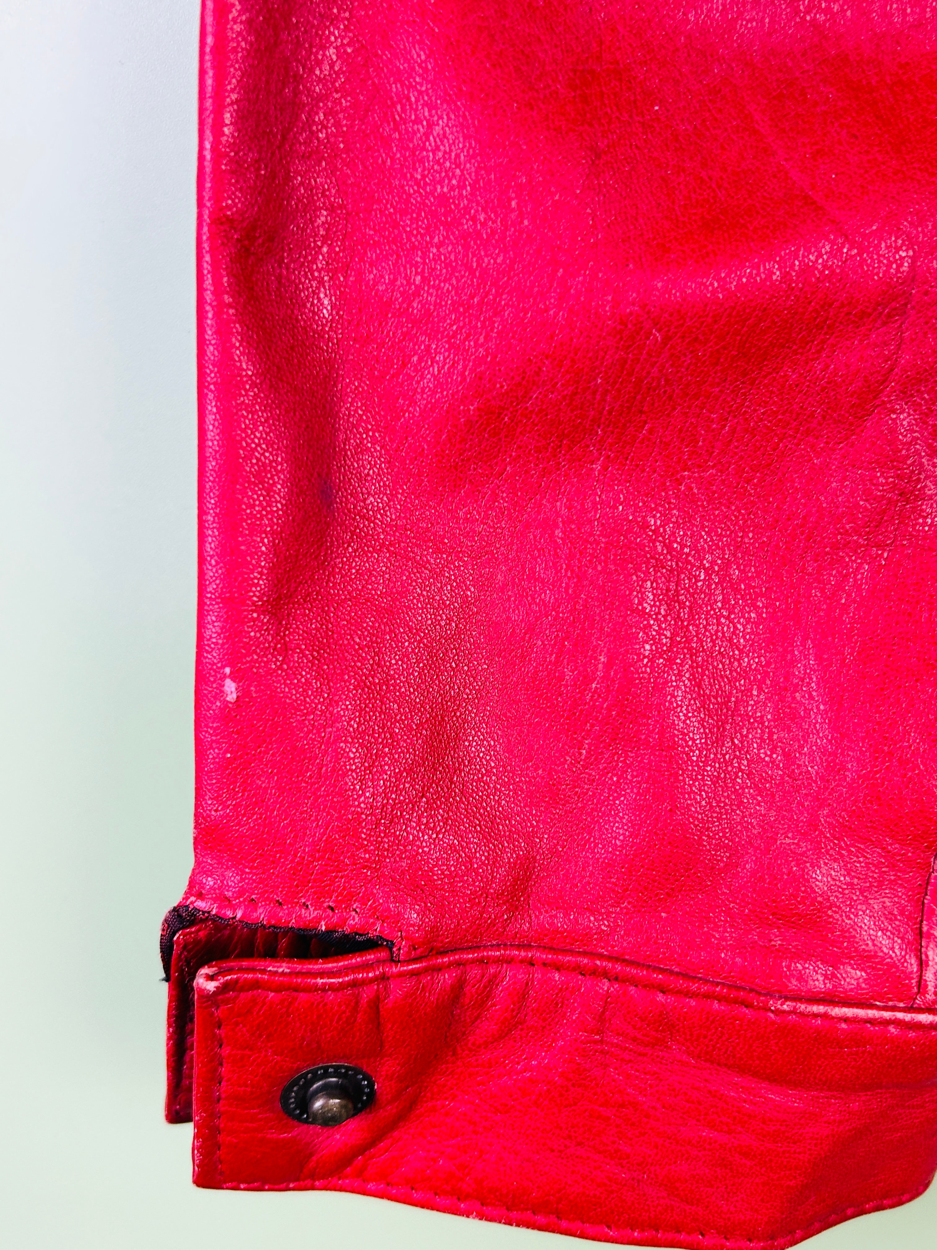 M Cropped Lederjacke Damen rot