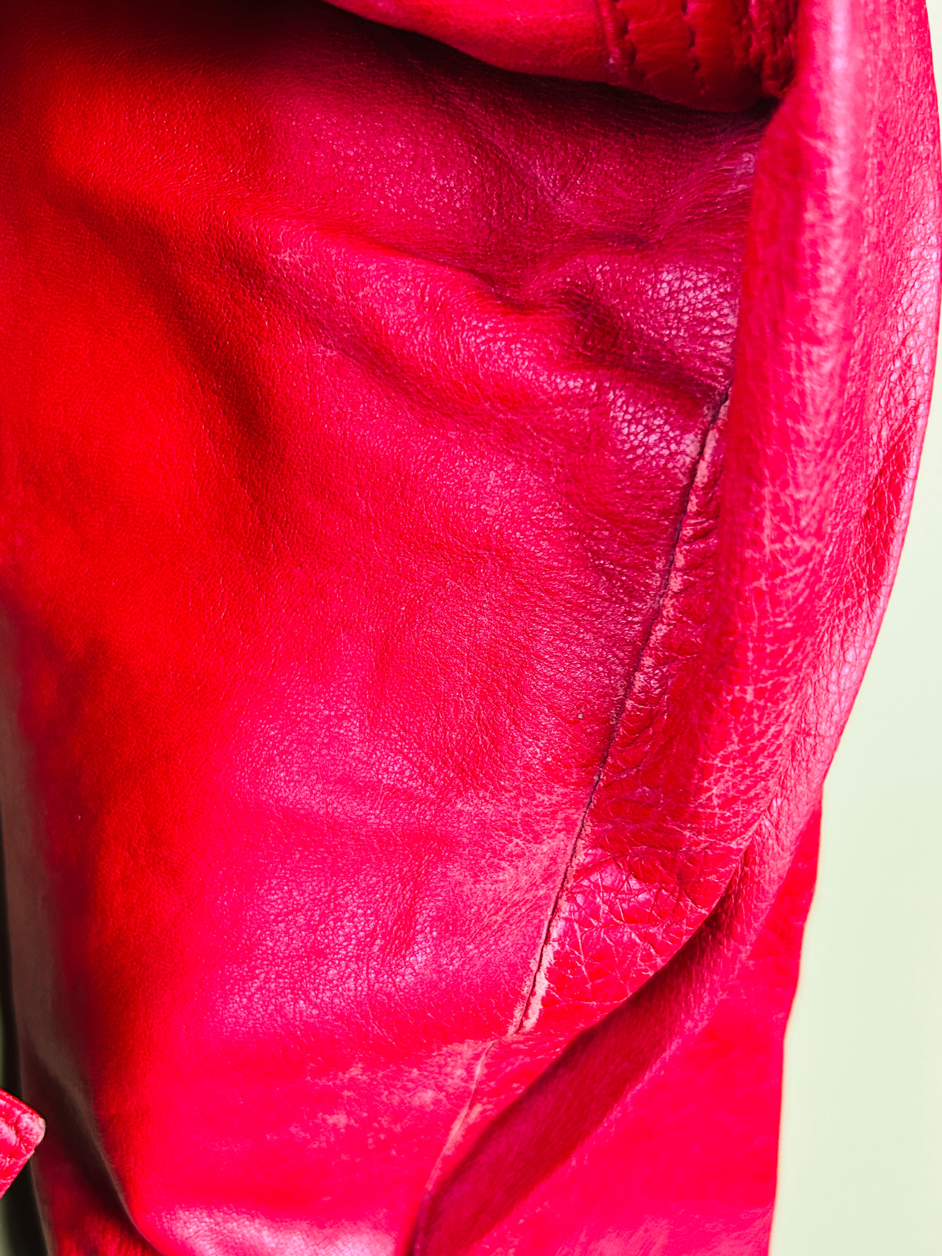 M Cropped Lederjacke Damen rot