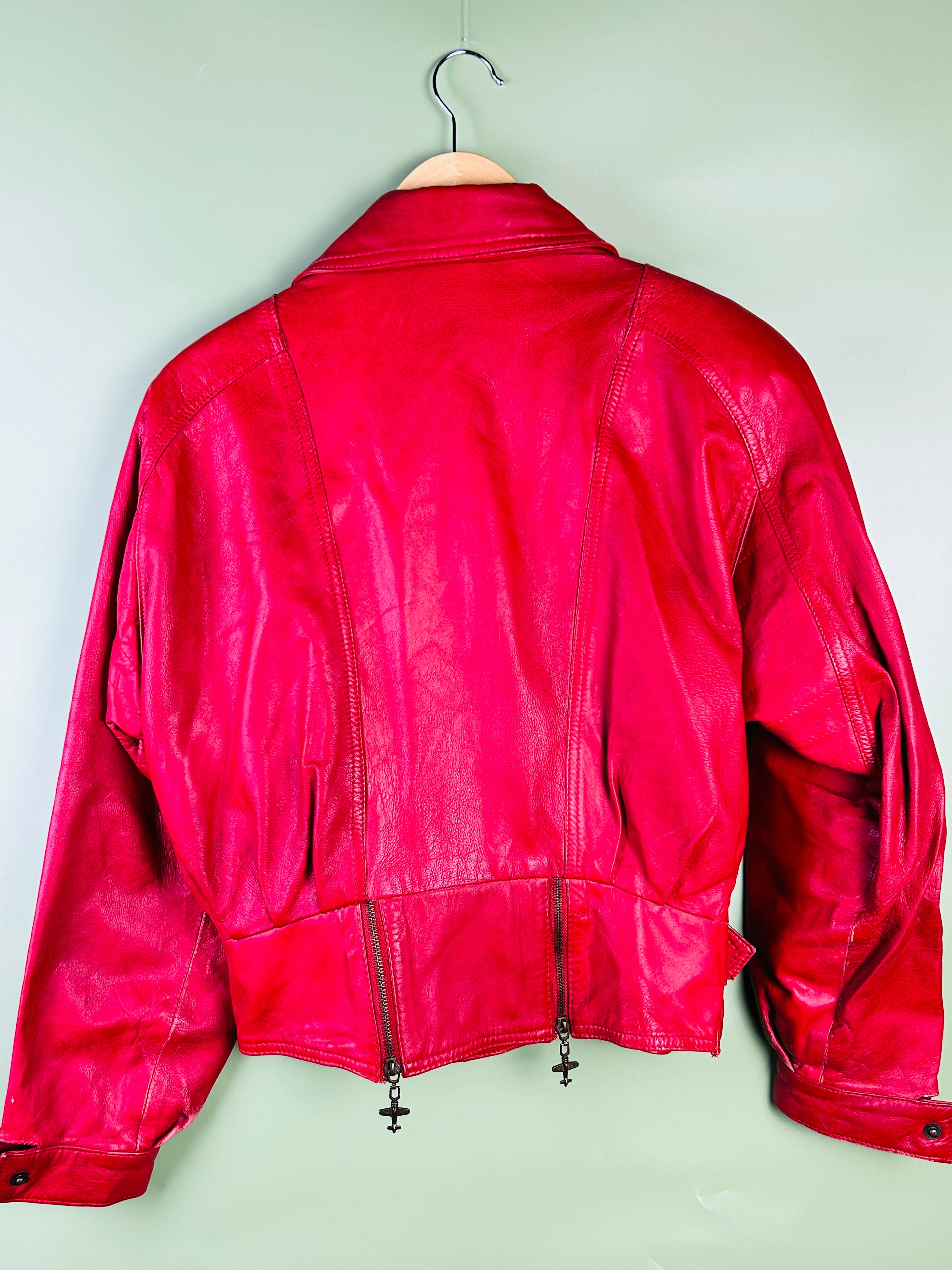 M Cropped Lederjacke Damen rot