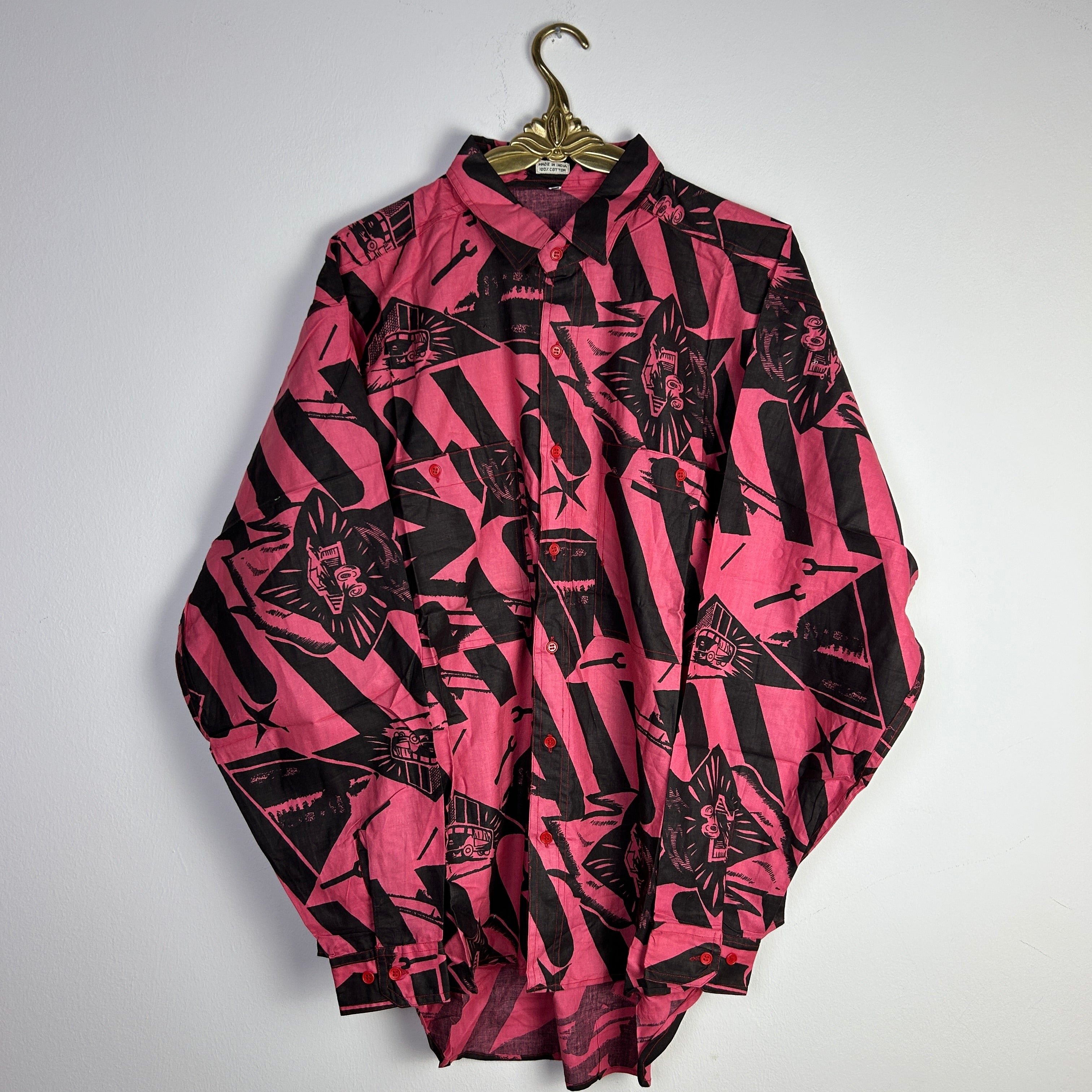 XL Hemd Autos pink/schwarz