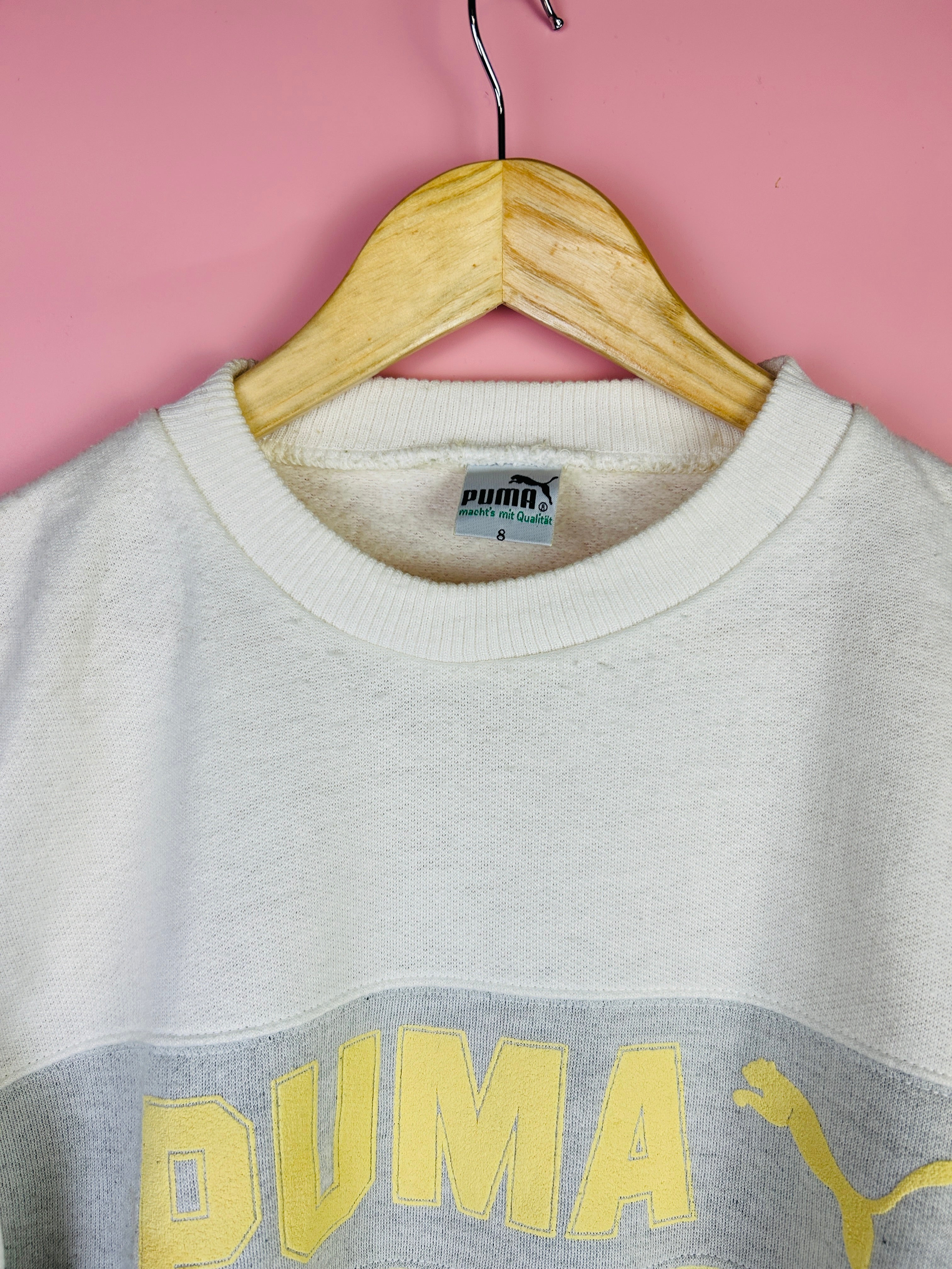 M Vintage Puma Sweater weiß