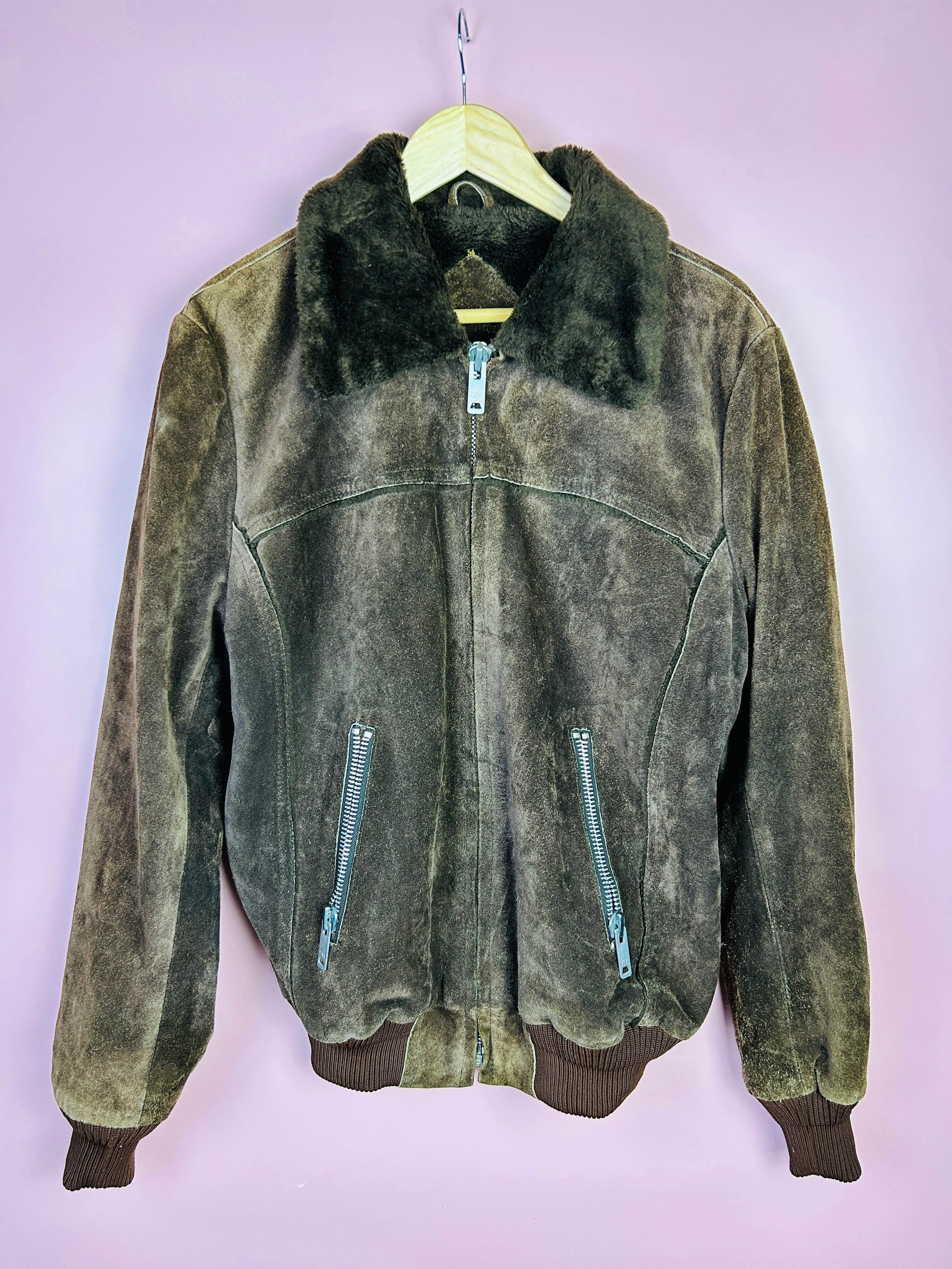 M Vintage gefütterte Wildleder Bomberjacke