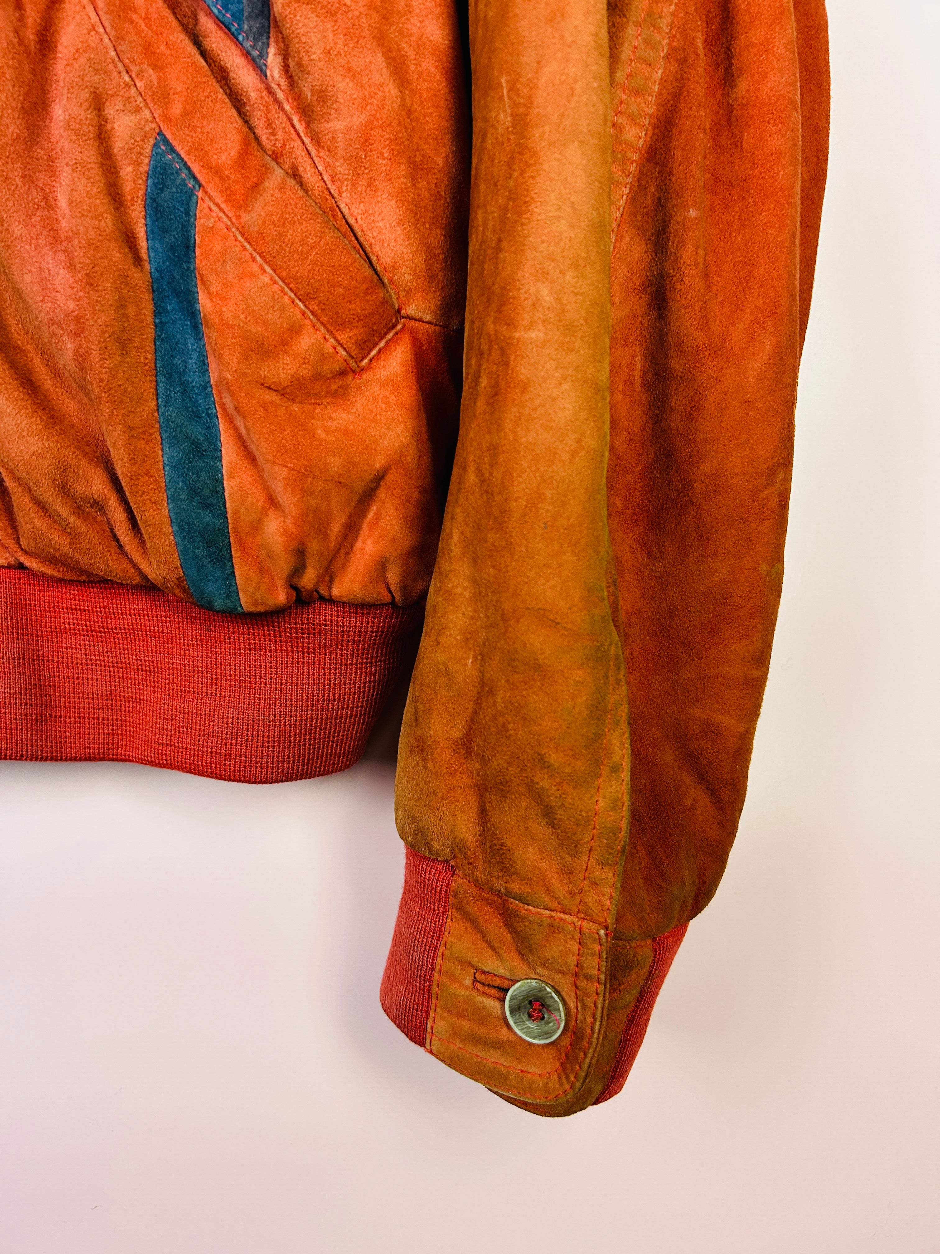 M Vintage Wildleder Bomberjacke rot