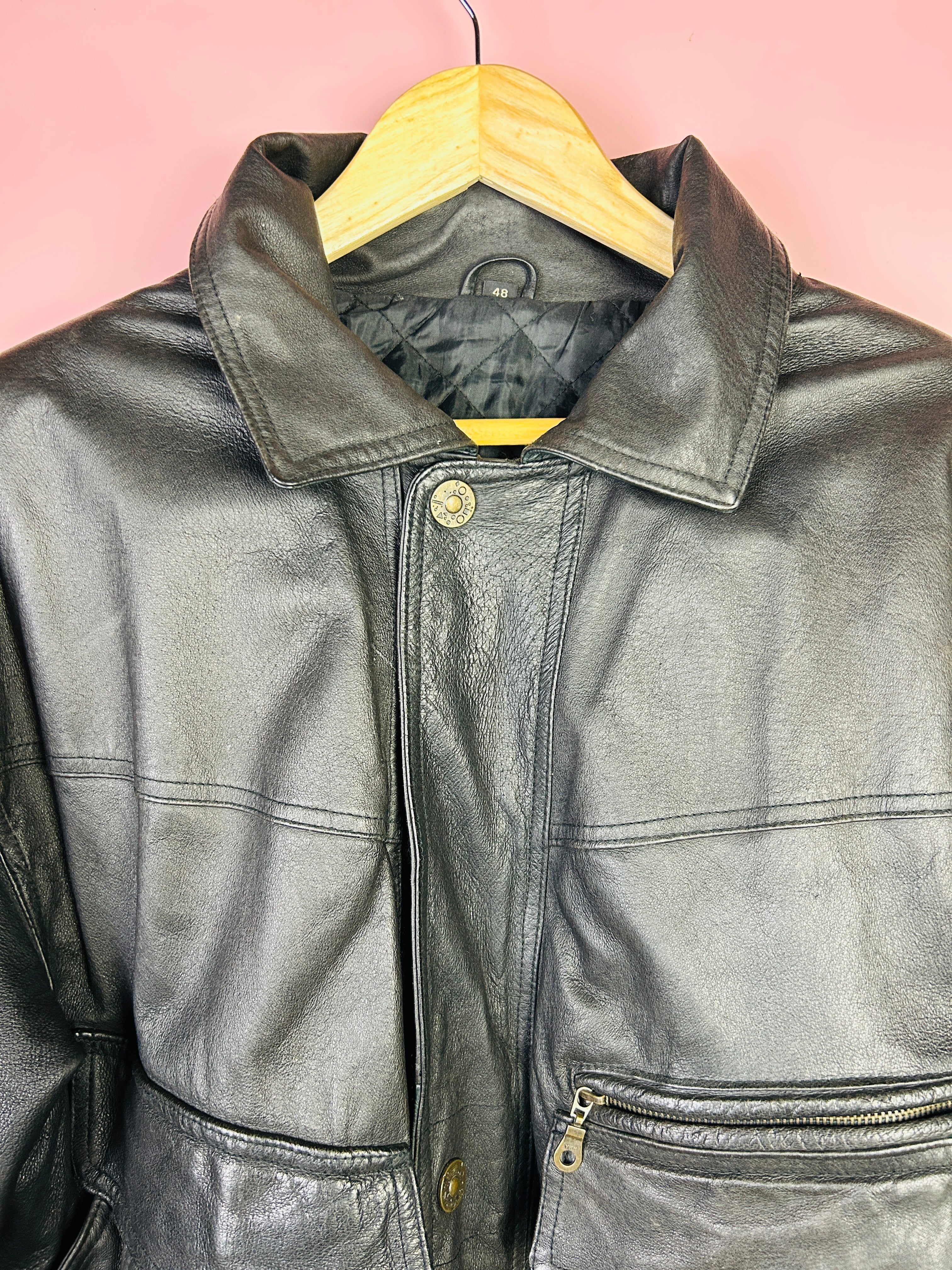 M Vintage Leder Bomberjacke schwarz