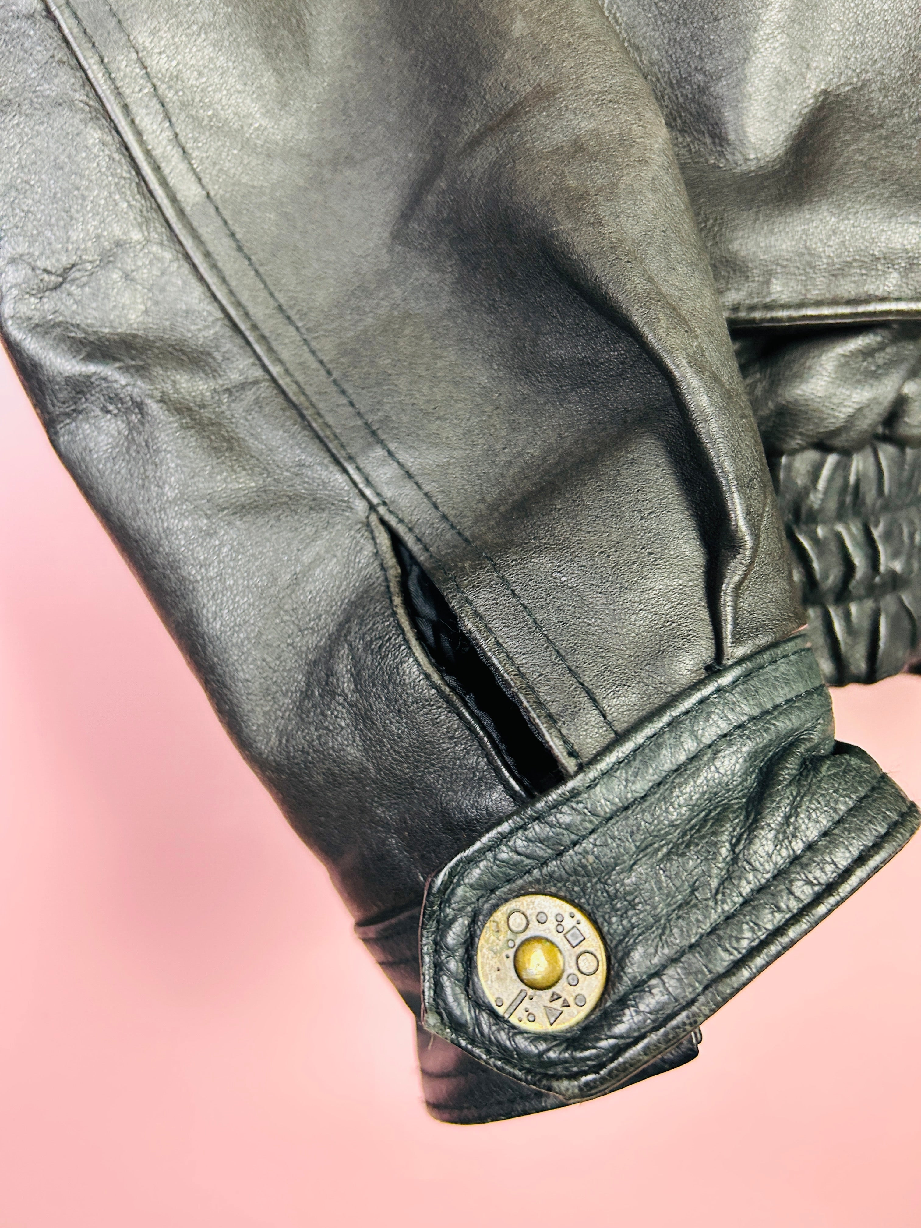 M Vintage Leder Bomberjacke schwarz