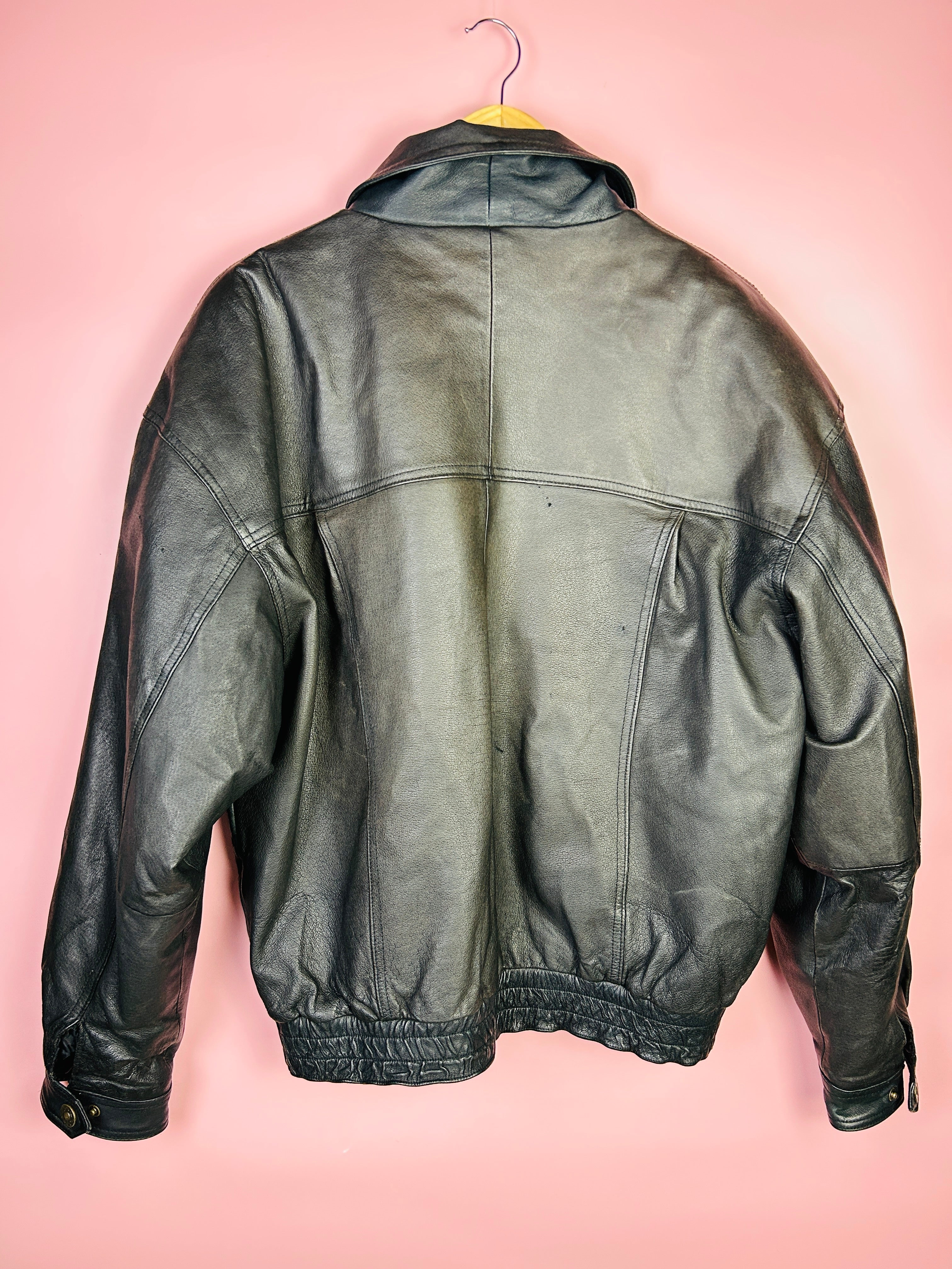 M Vintage Leder Bomberjacke schwarz