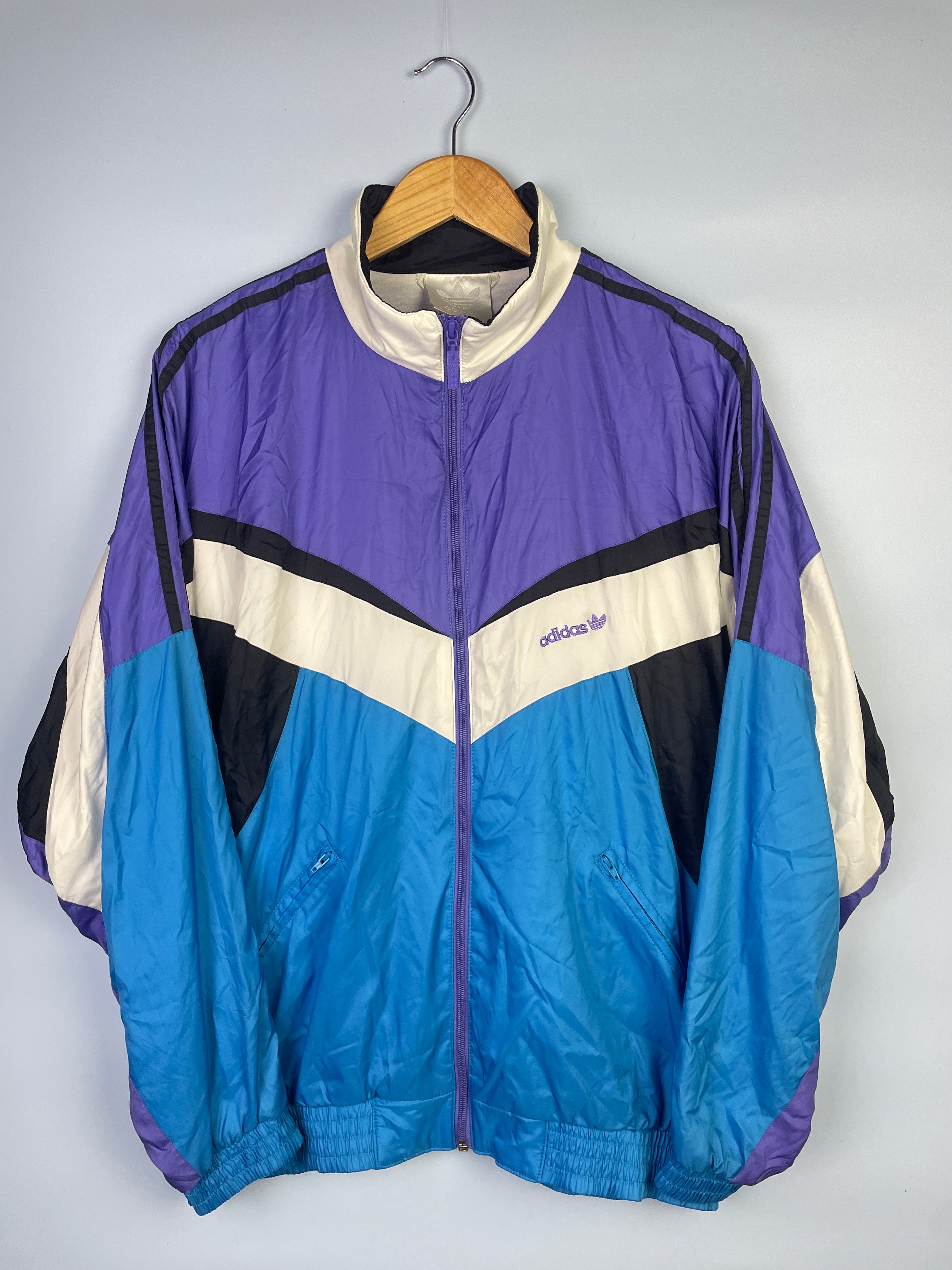 L Adidas Trainingsjacke blau lila weiß