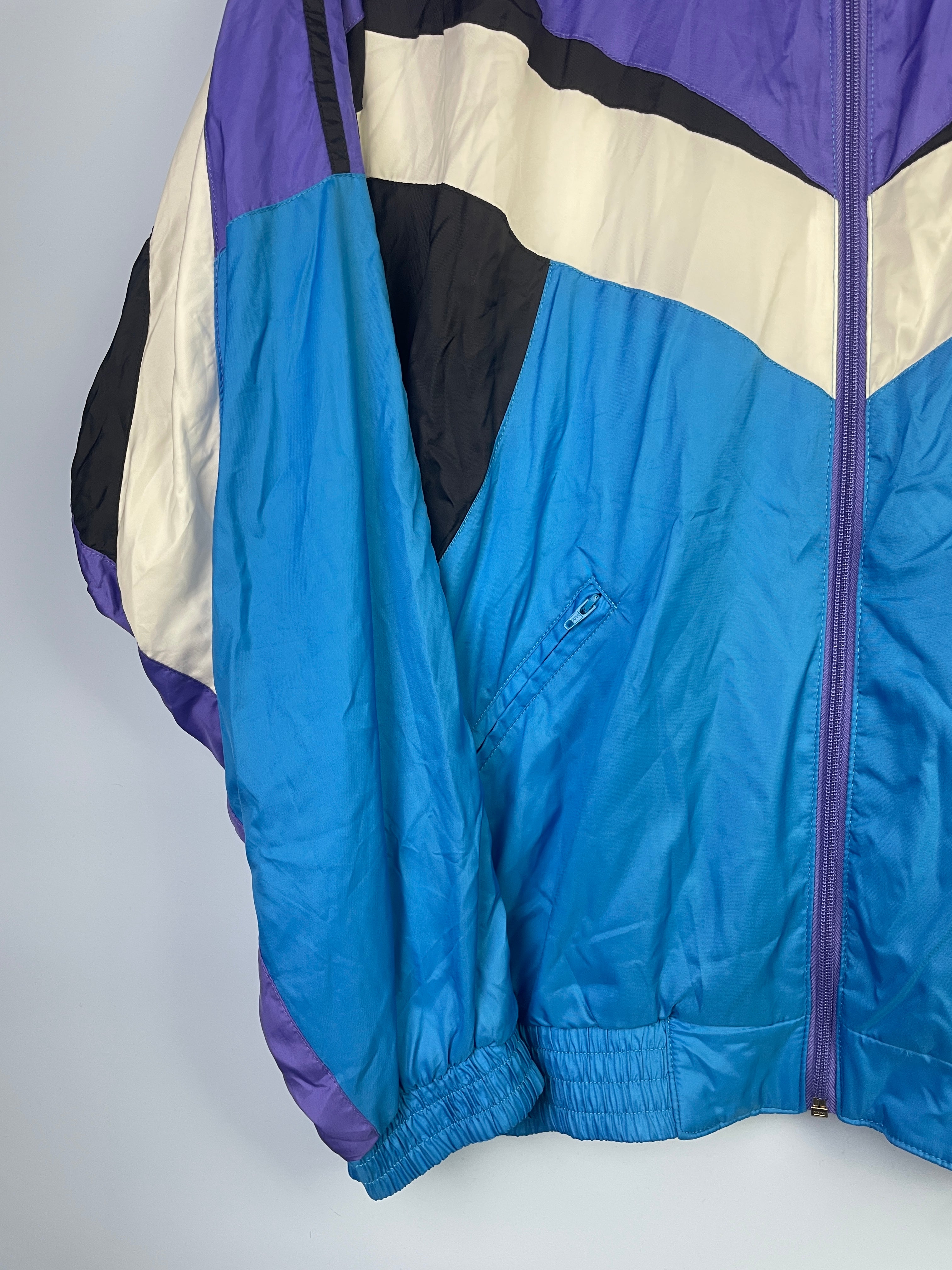 L Adidas Trainingsjacke blau lila weiß