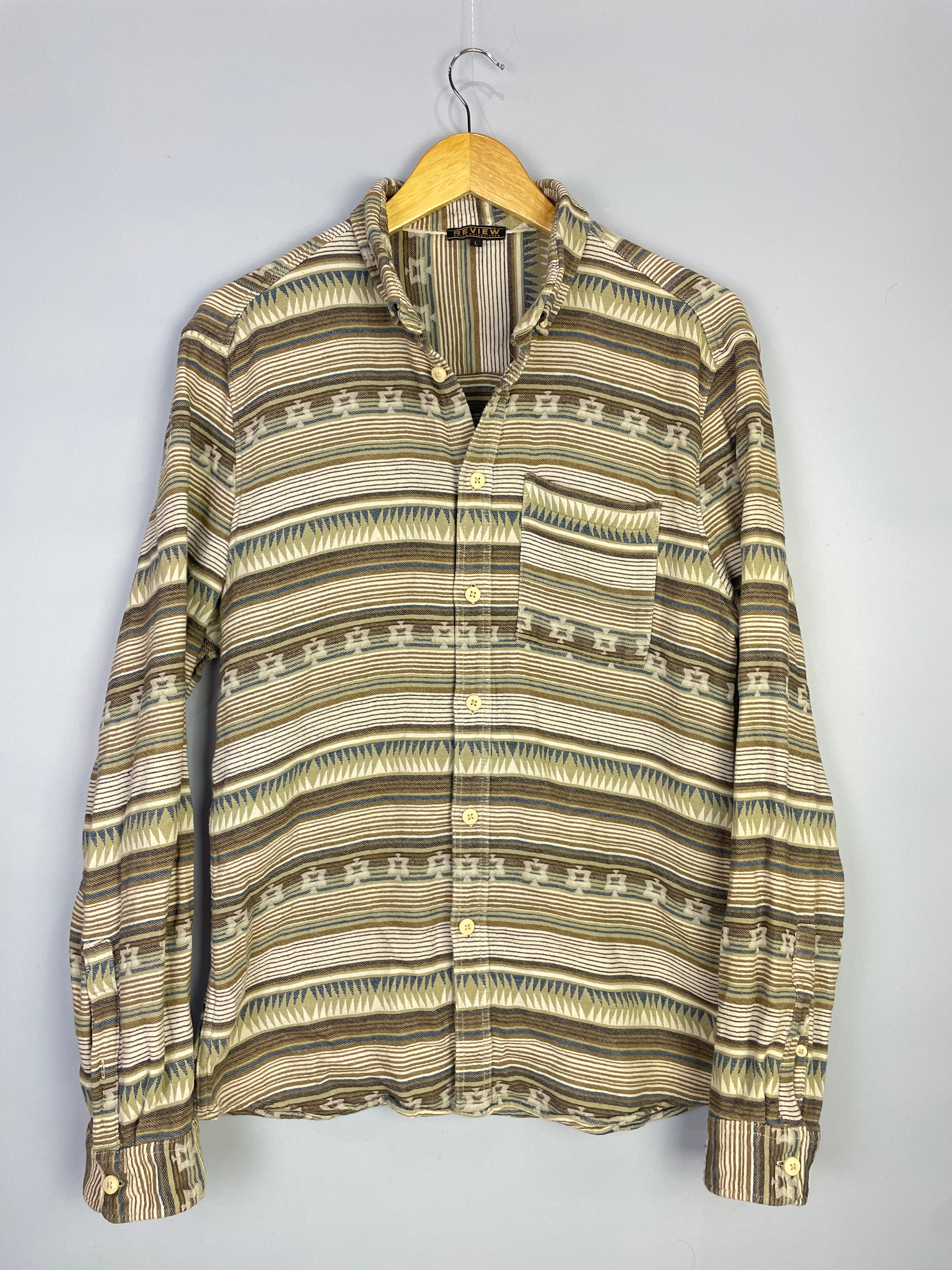 L Unisex Vintage Long Sleeves Shirt Navajo Patterns