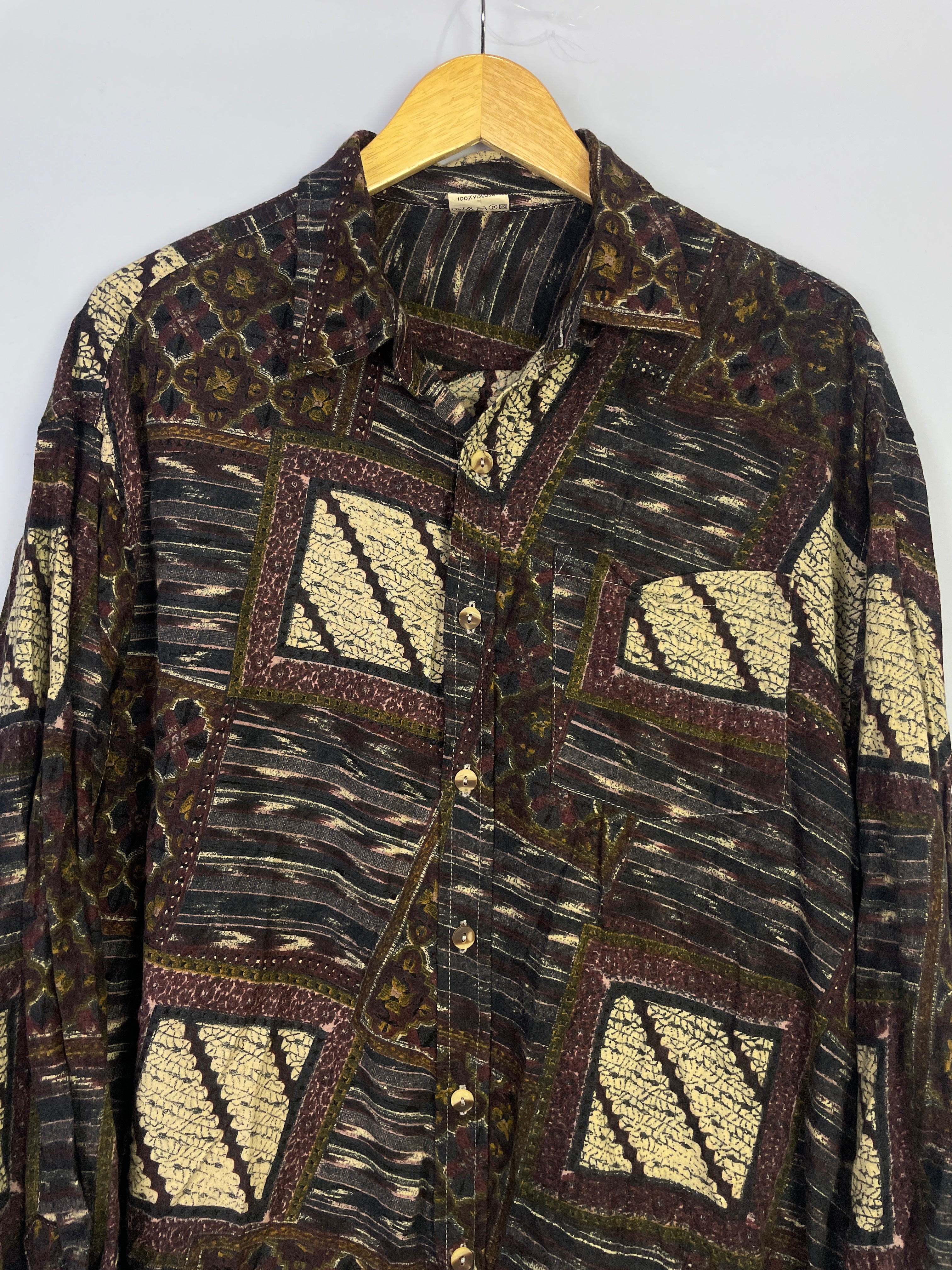 XL Unisex Vintage Hemd abstrakte Muster