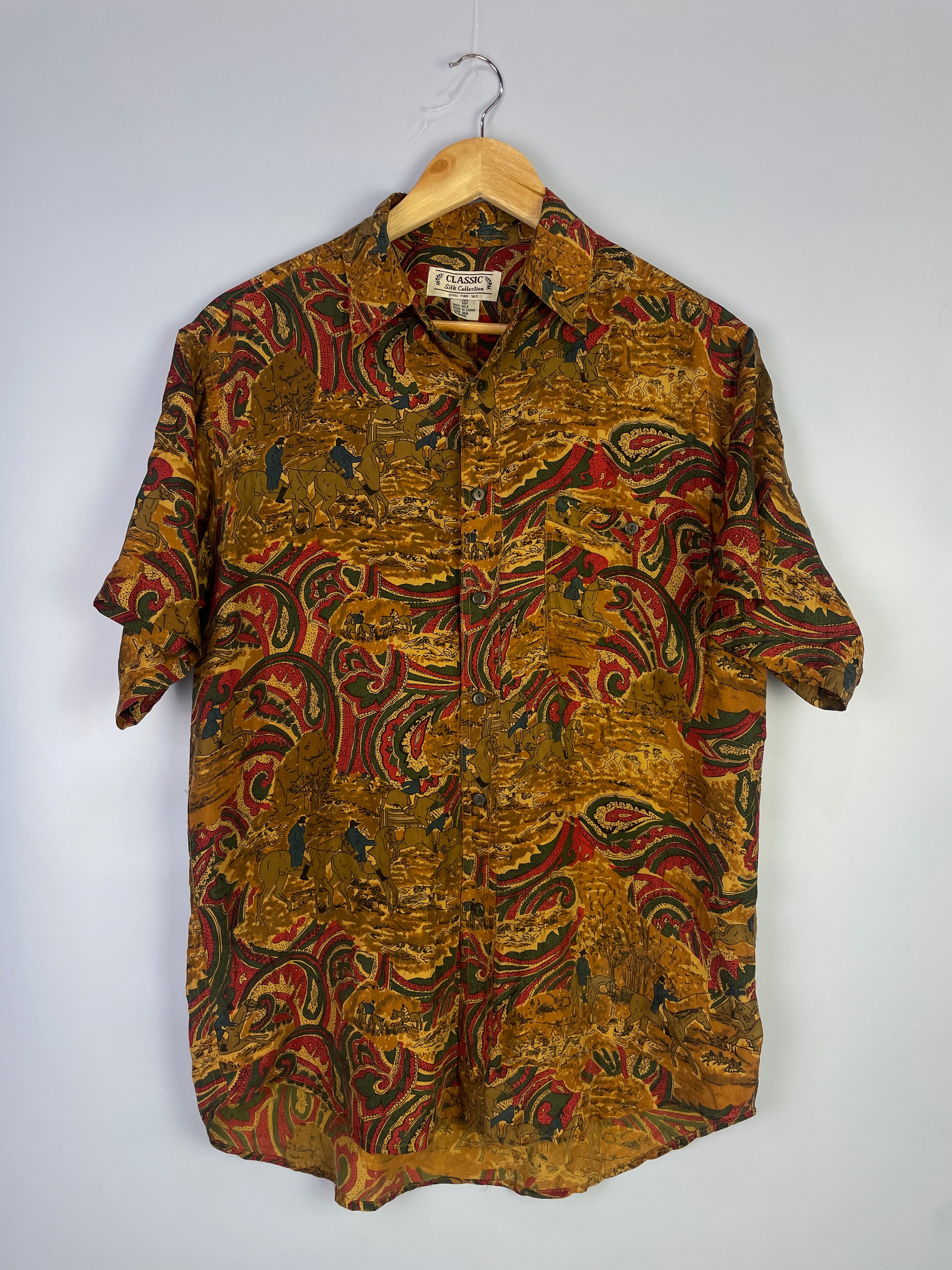 S Vintage Short Sleeves Seiden Hemd