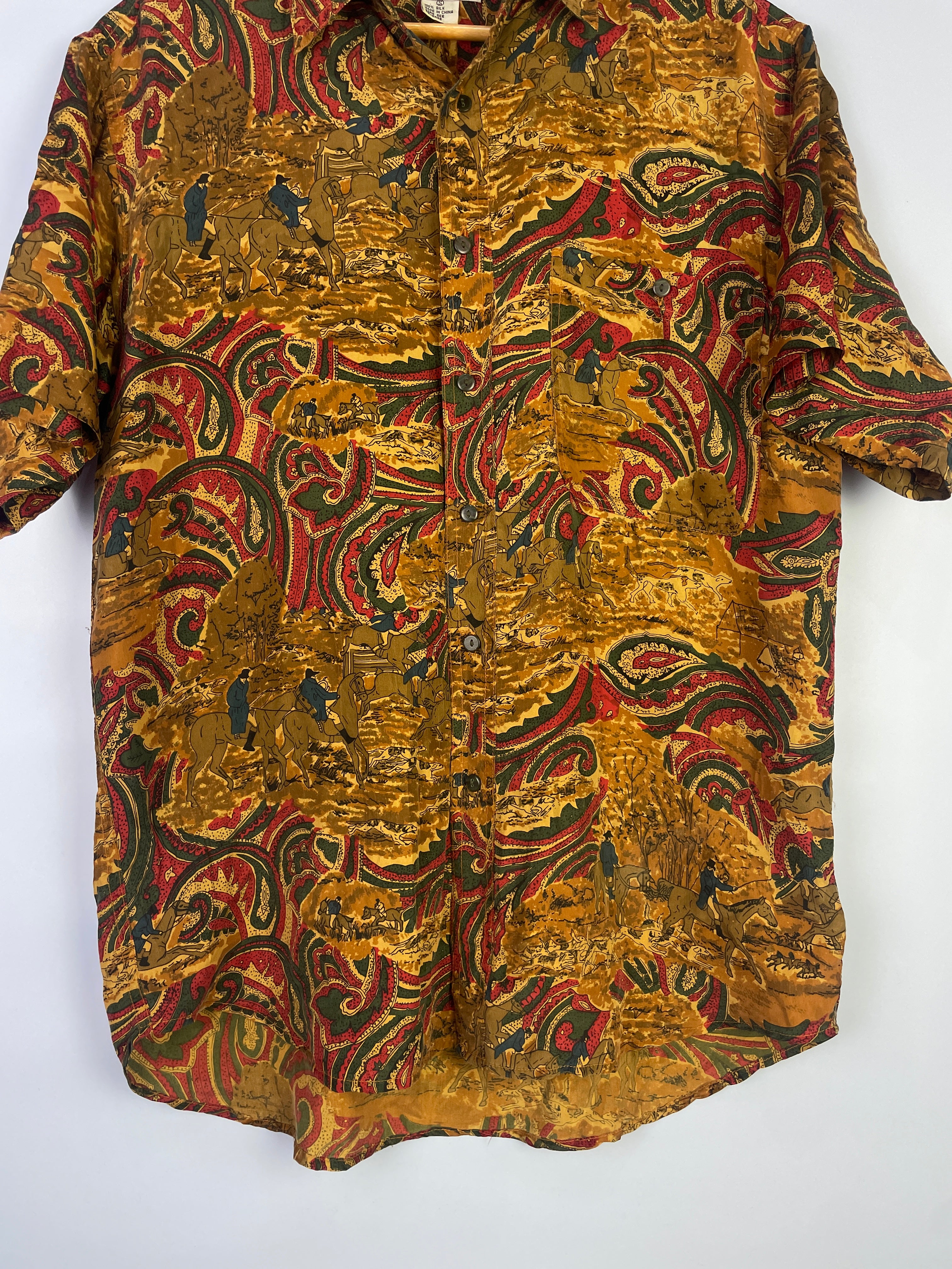 S Vintage Short Sleeves Seiden Hemd