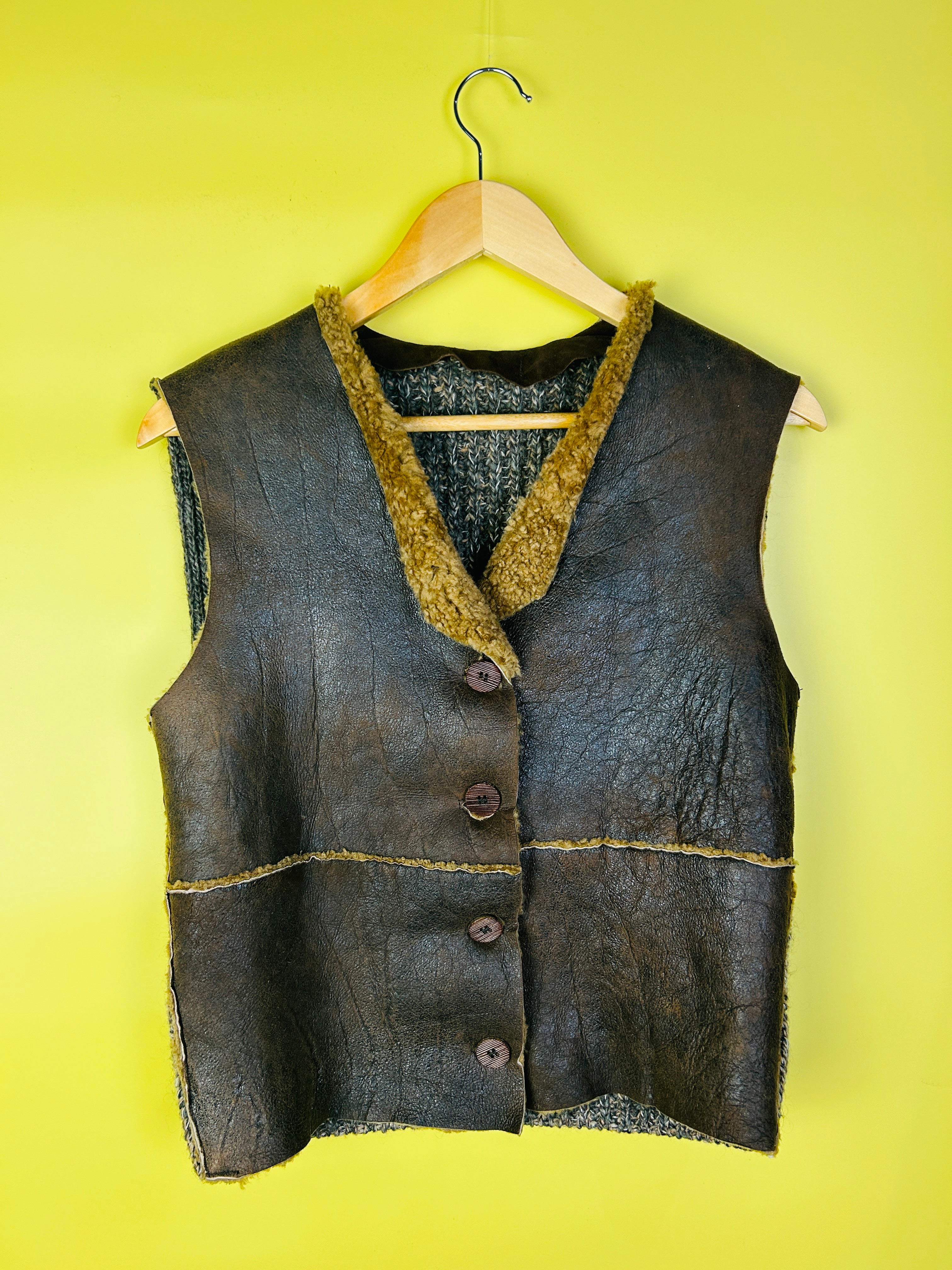 S Vintage Leder Weste