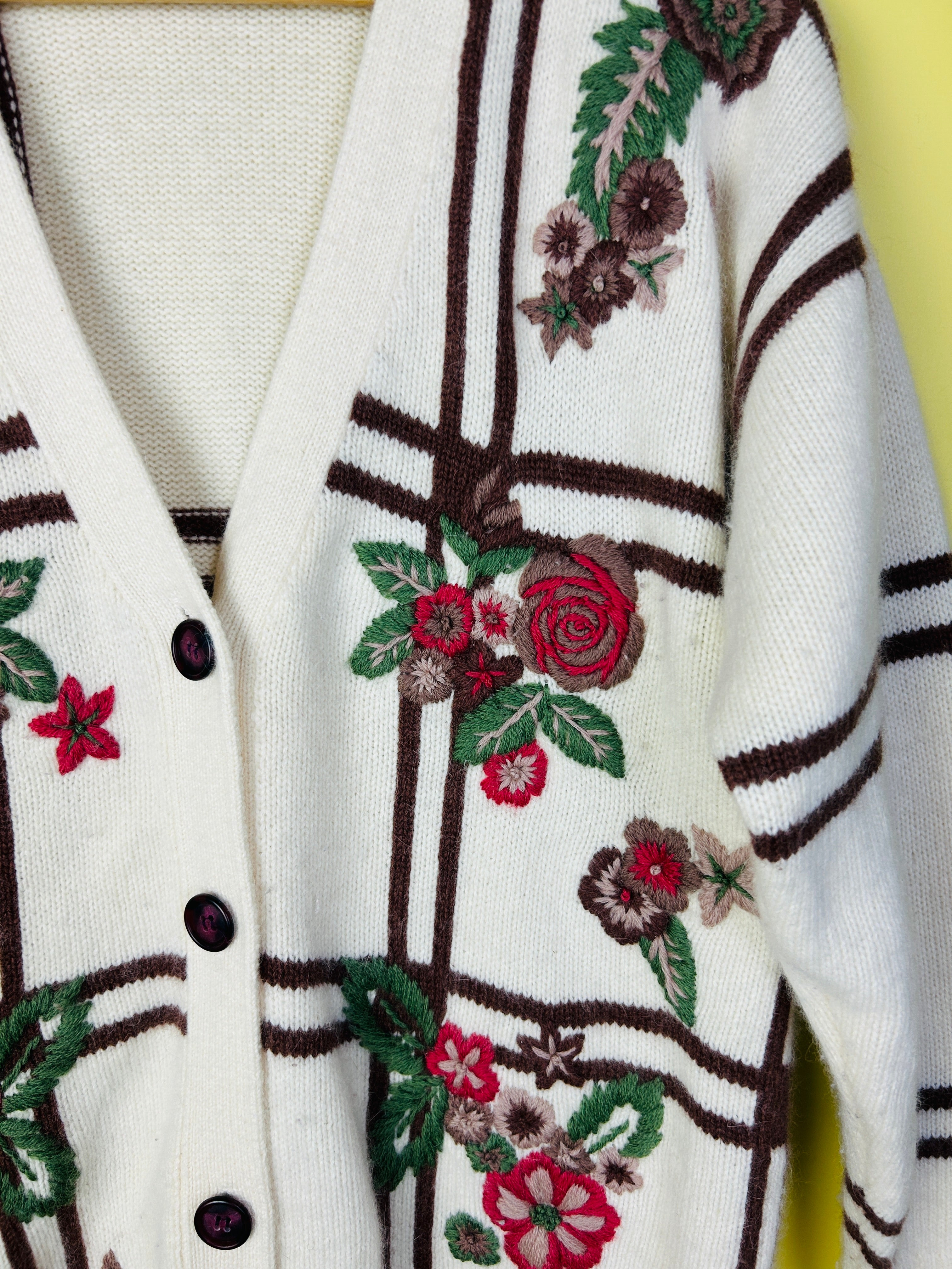 S-M Vintage Strickjacke Blumen