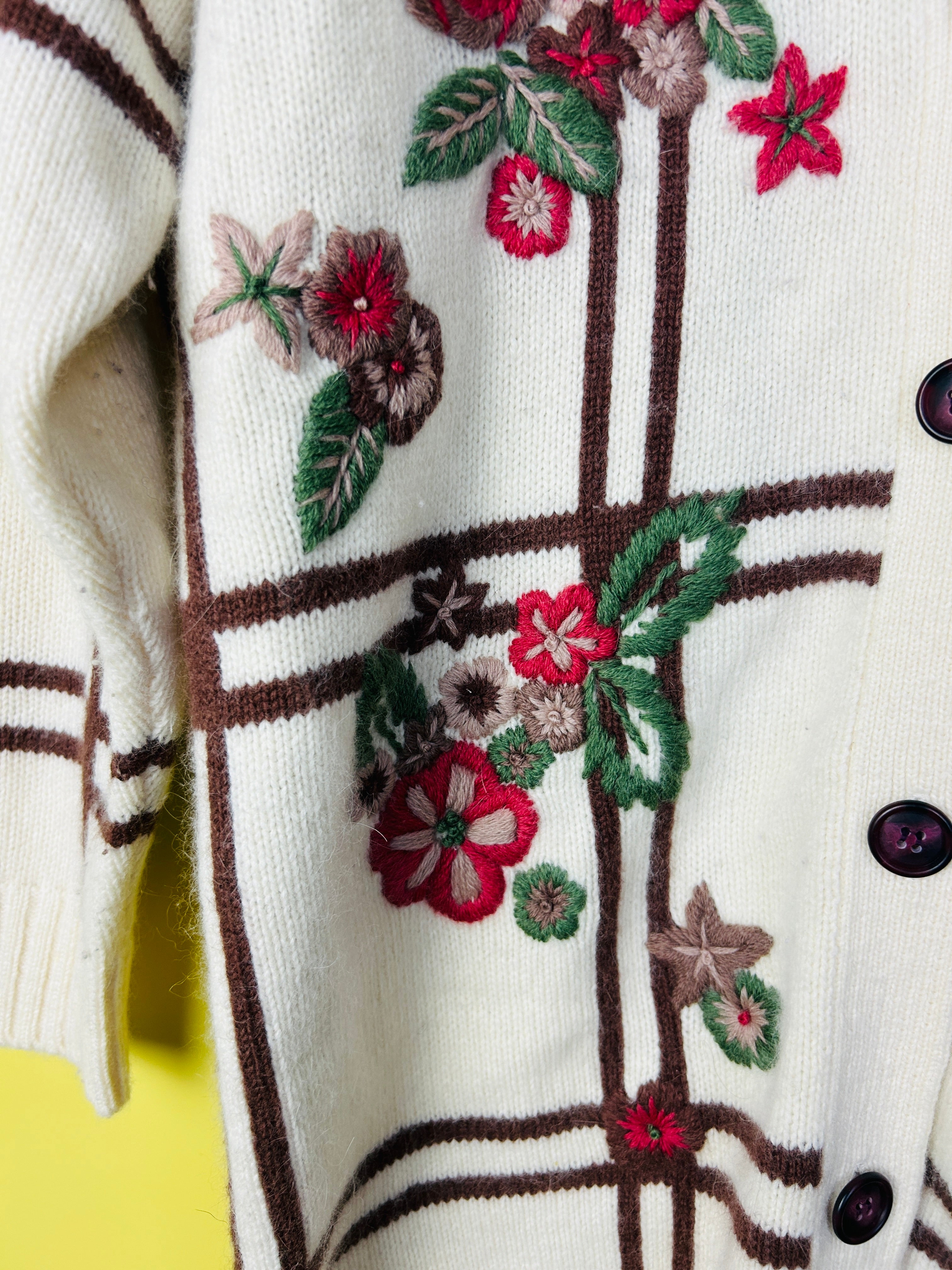 S-M Vintage Strickjacke Blumen