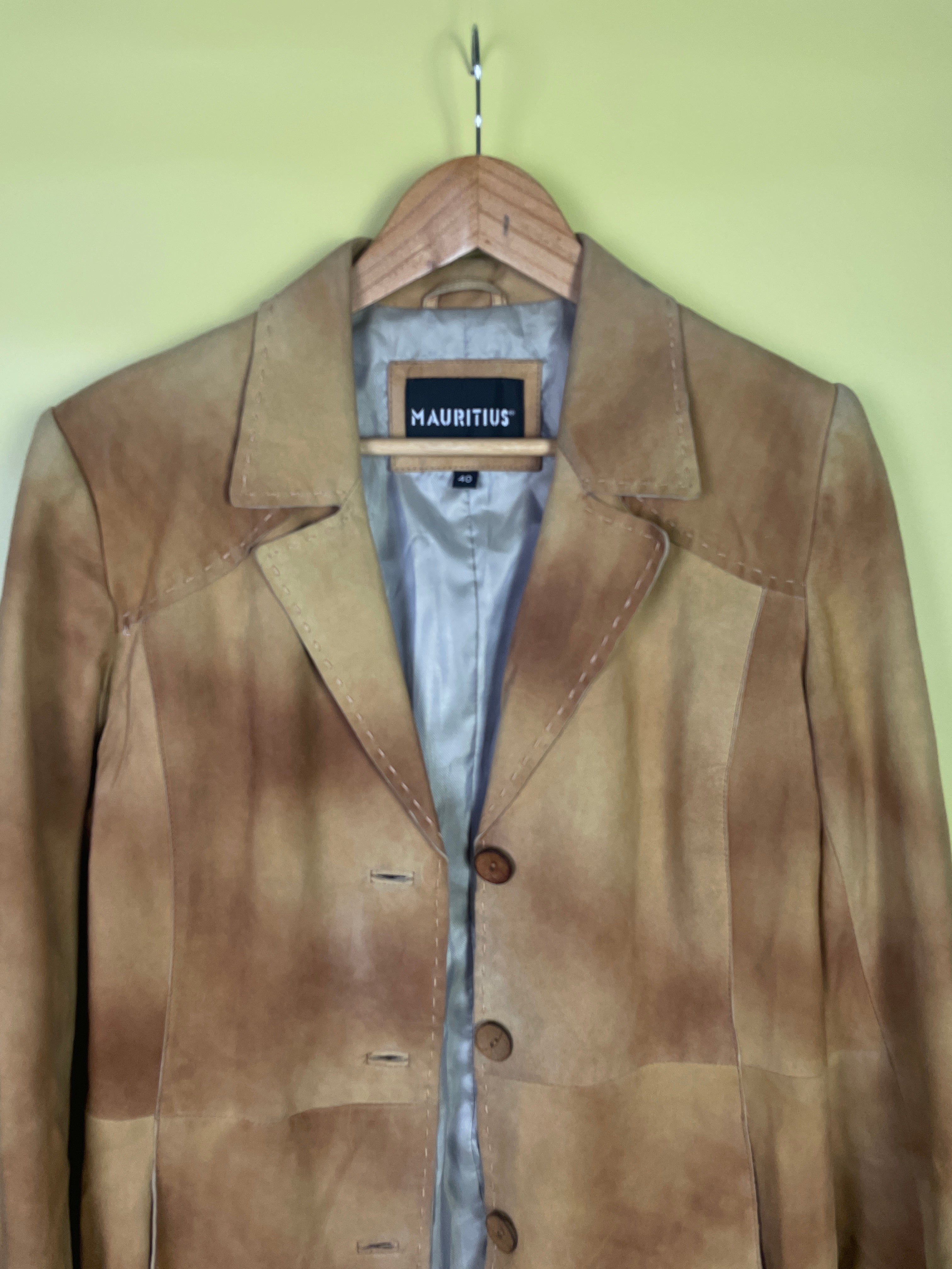 S Leder Blazer gefleckt hellbraun